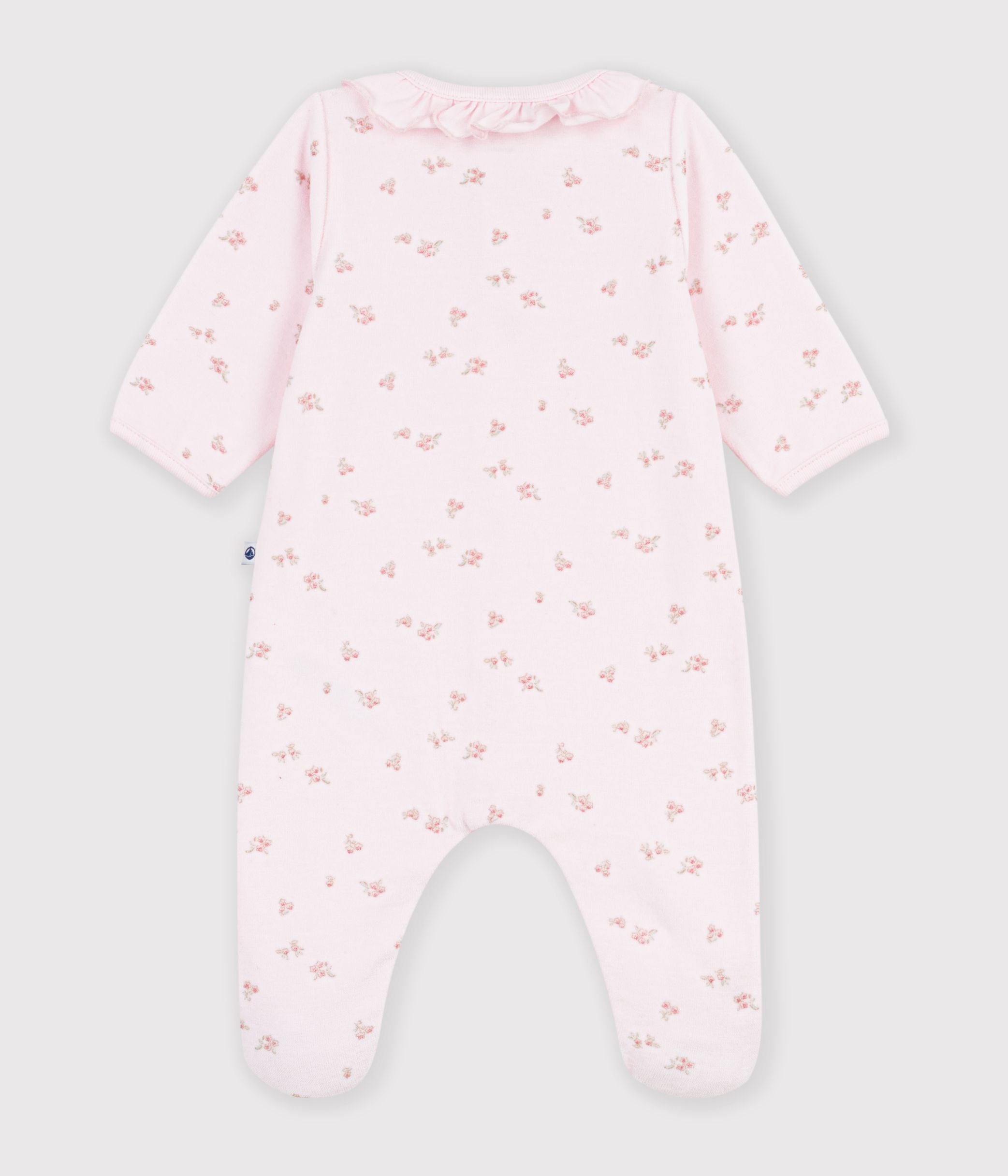 pyjama-bébé-en-velours-avec-col-imprimé-à-fleurs