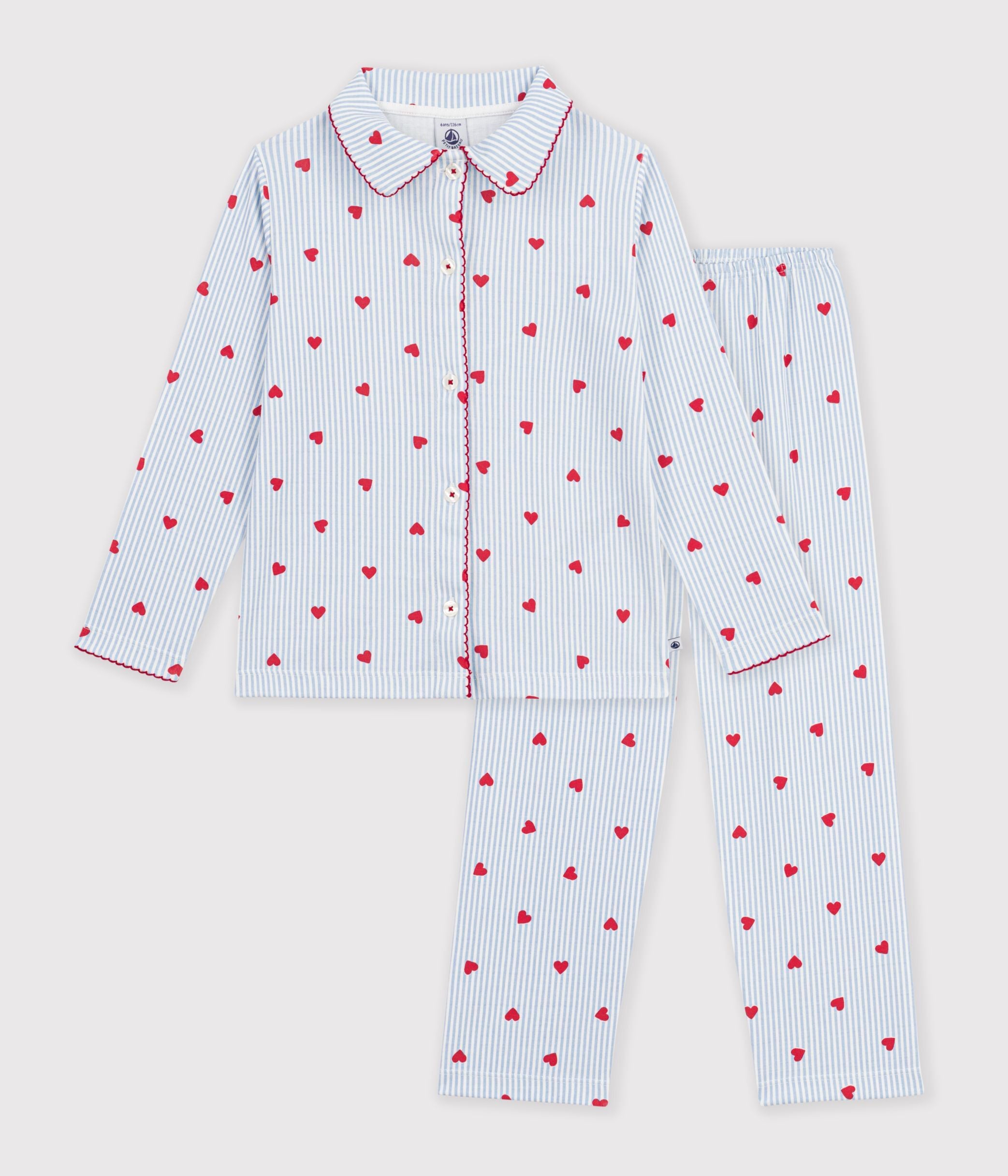 pyjama-boutonné-enfant-en-coton-à-coeurs