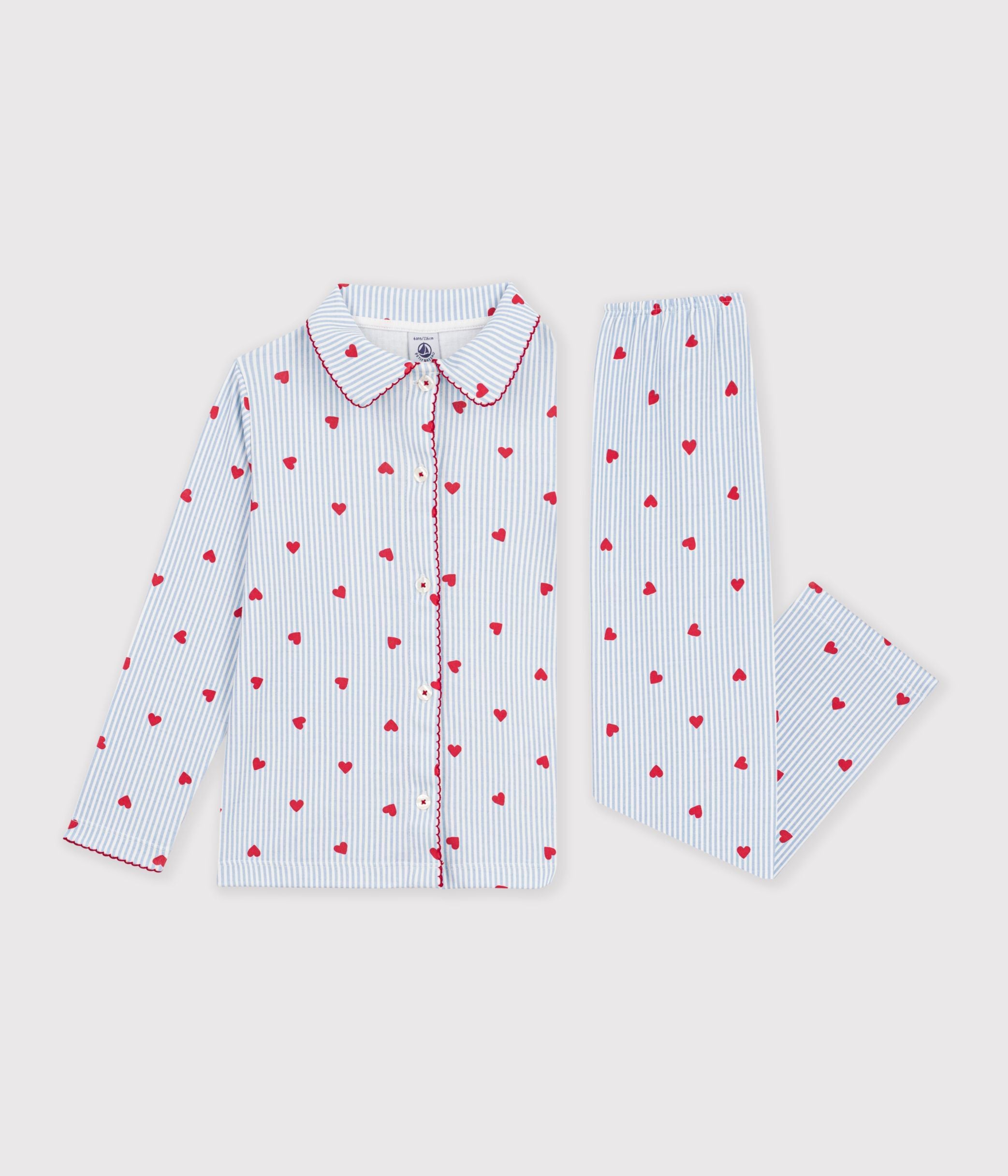 pyjama-boutonné-enfant-en-coton-à-coeurs