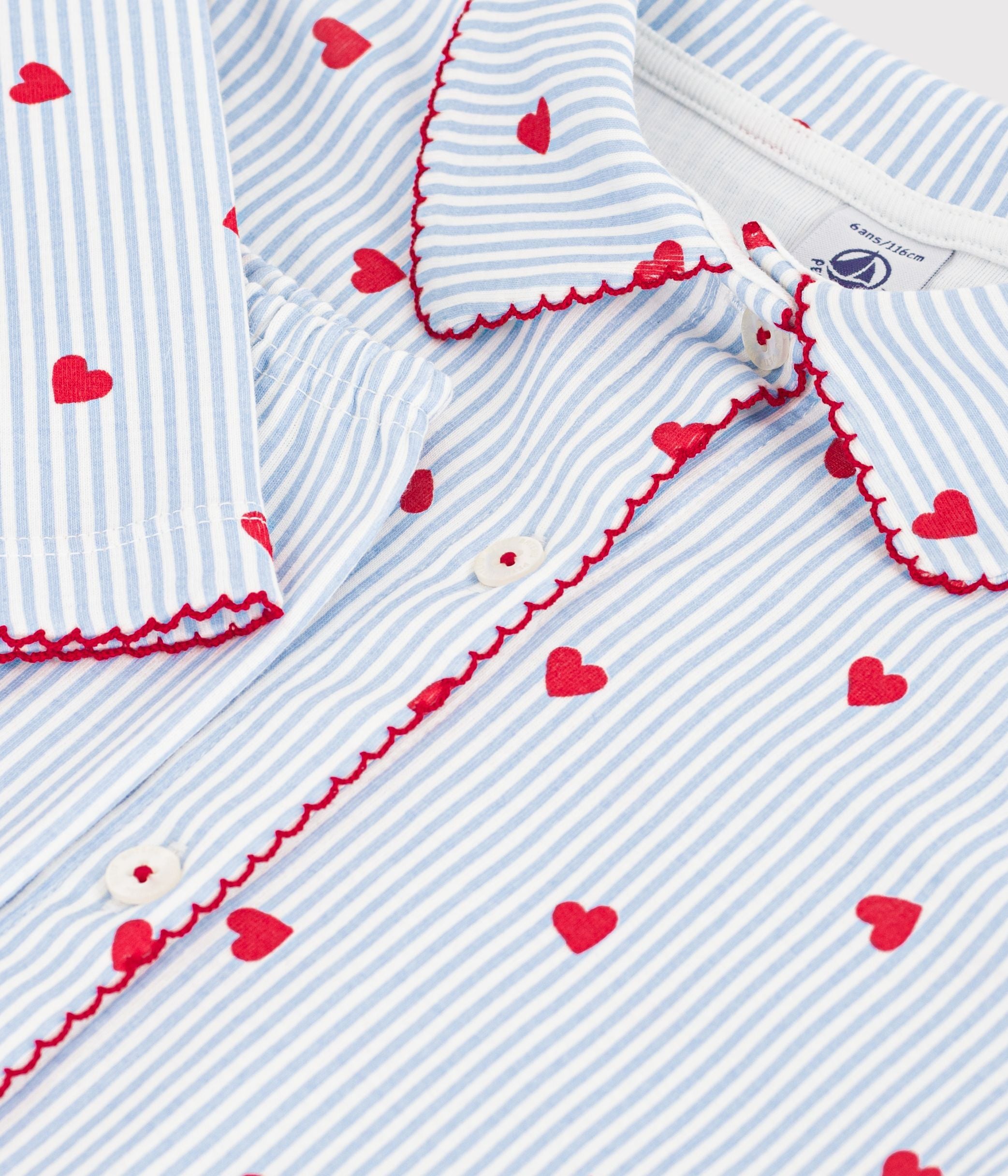 pyjama-boutonné-enfant-en-coton-à-coeurs