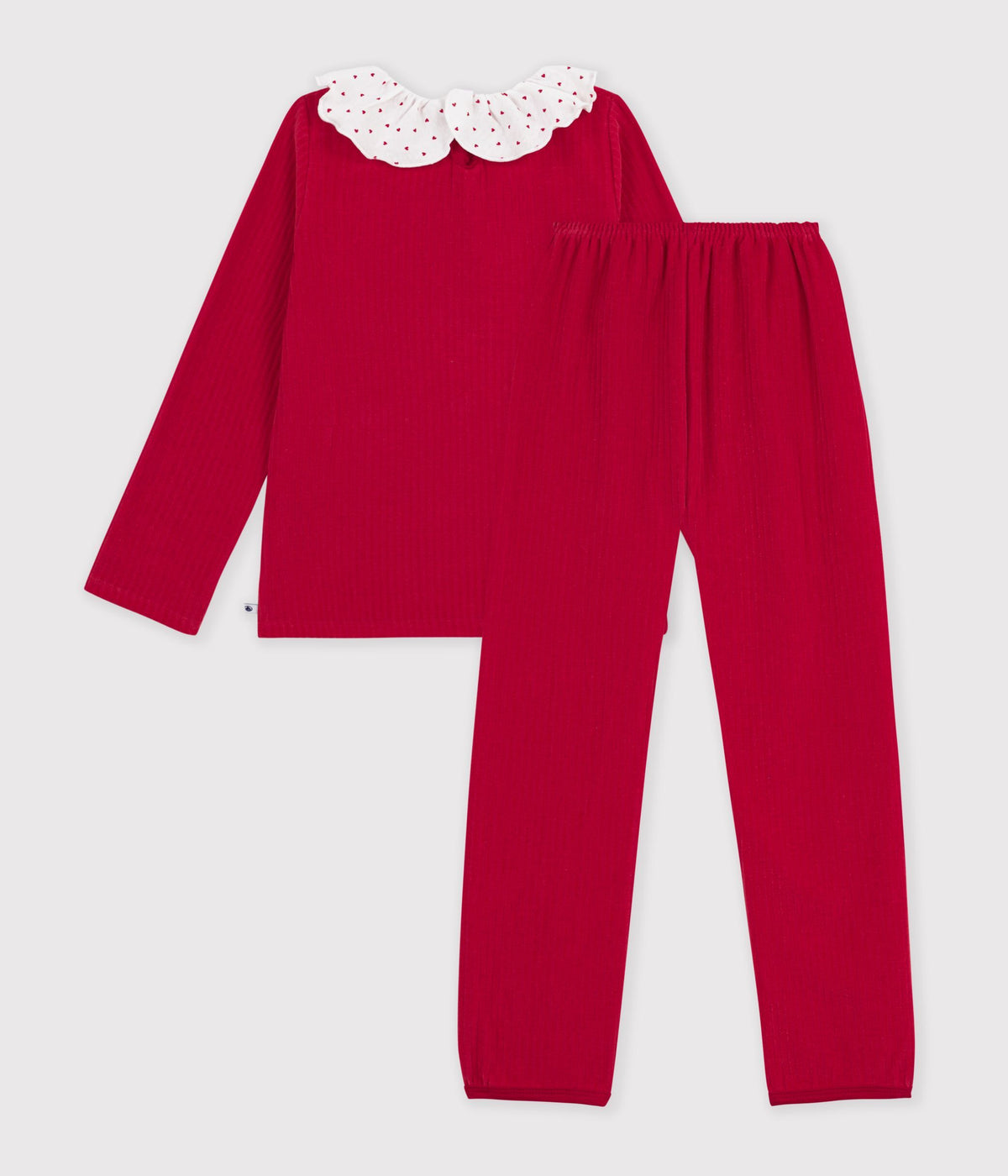pyjama-enfant-en-velours-côtelé-uni-à-collerette