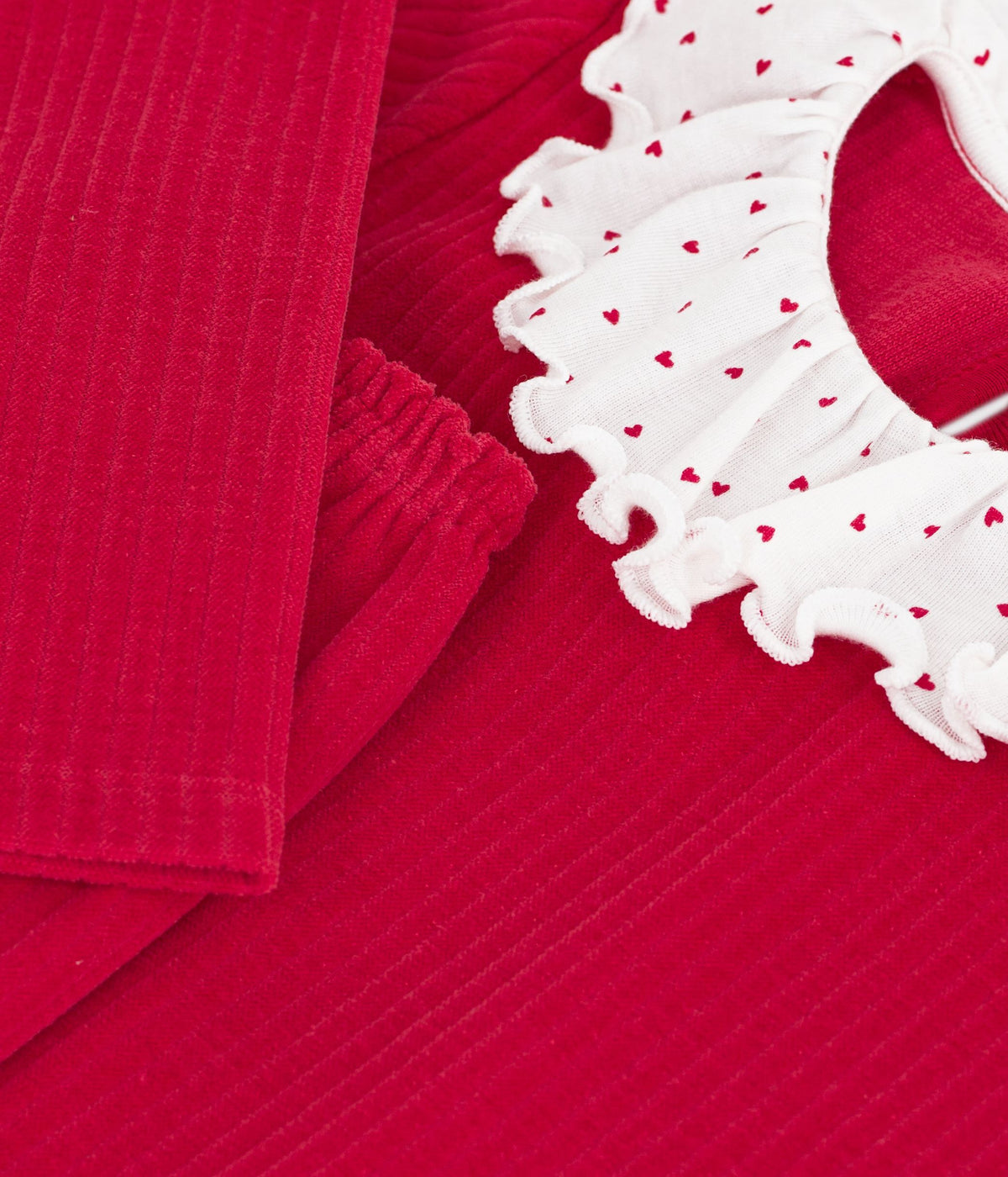 pyjama-enfant-en-velours-côtelé-uni-à-collerette