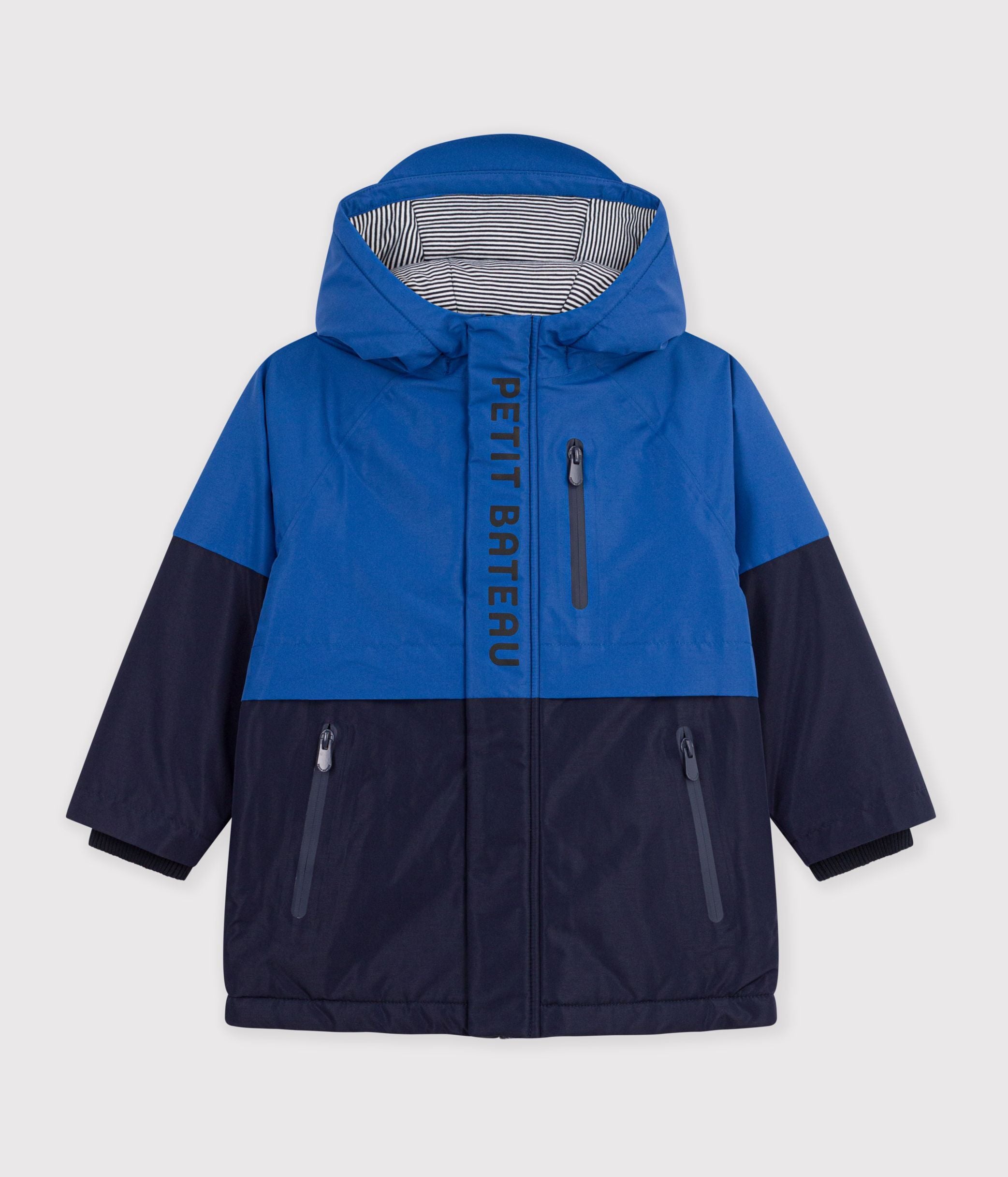 parka-enfant-mi-longue-unie-colorblock