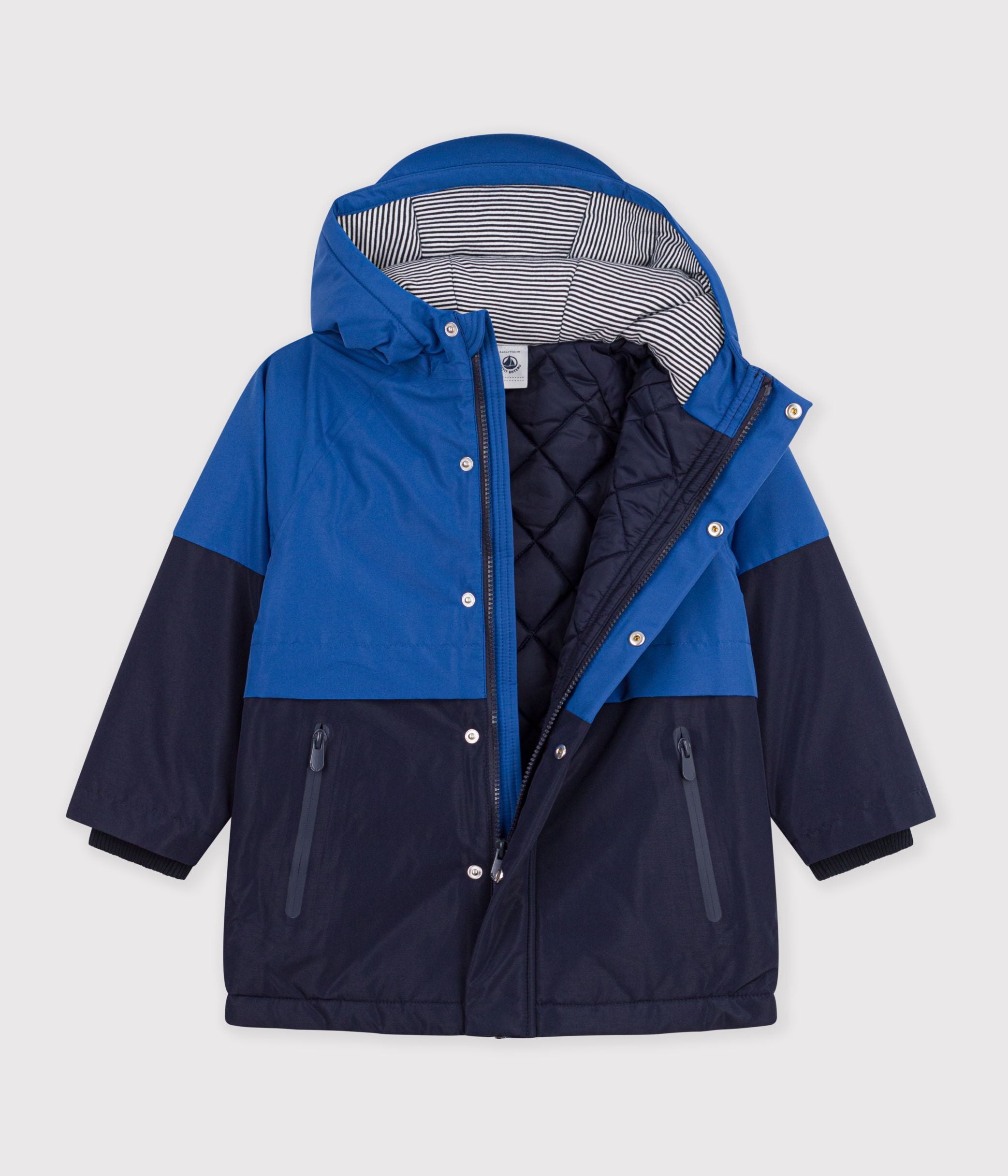 parka-enfant-mi-longue-unie-colorblock