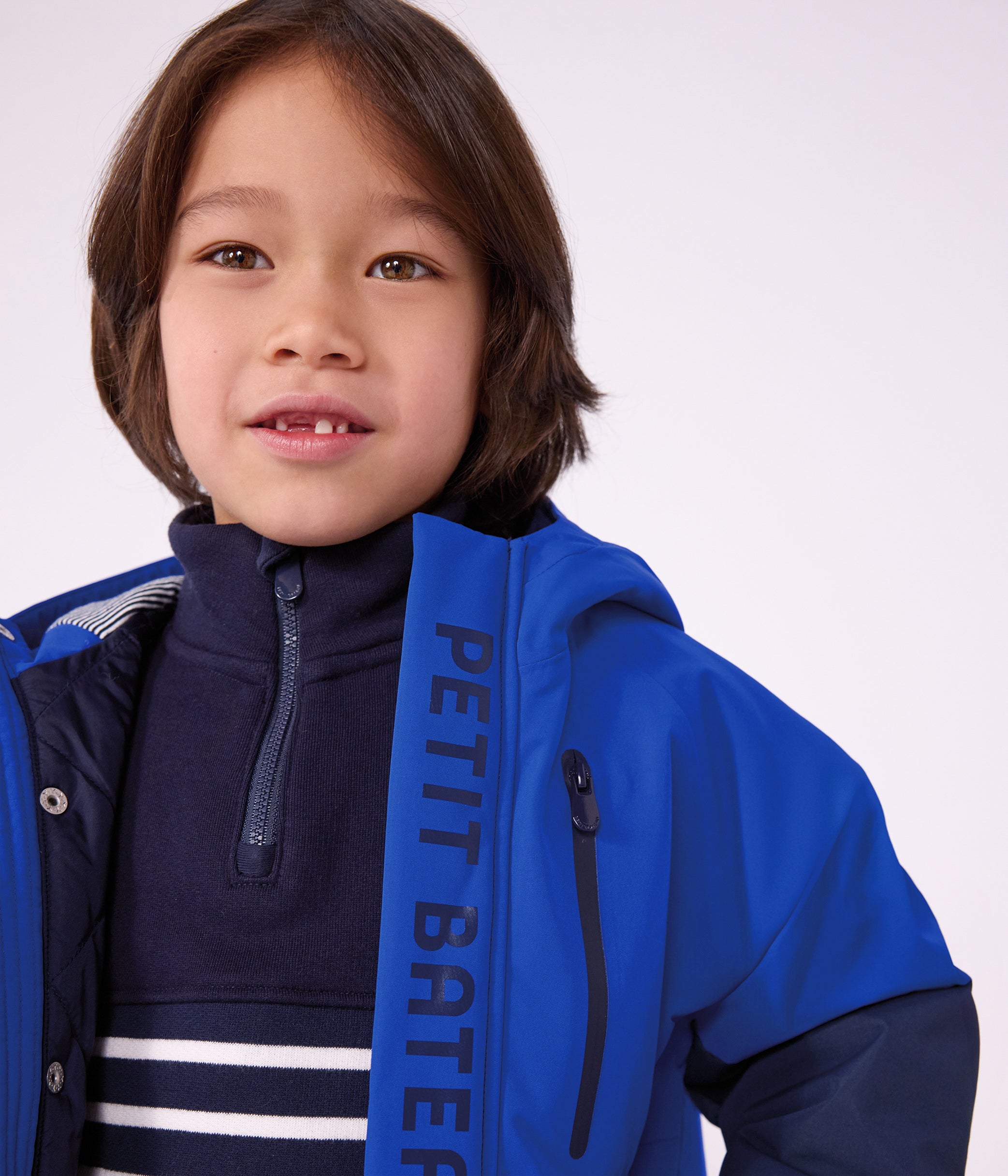parka-enfant-mi-longue-unie-colorblock