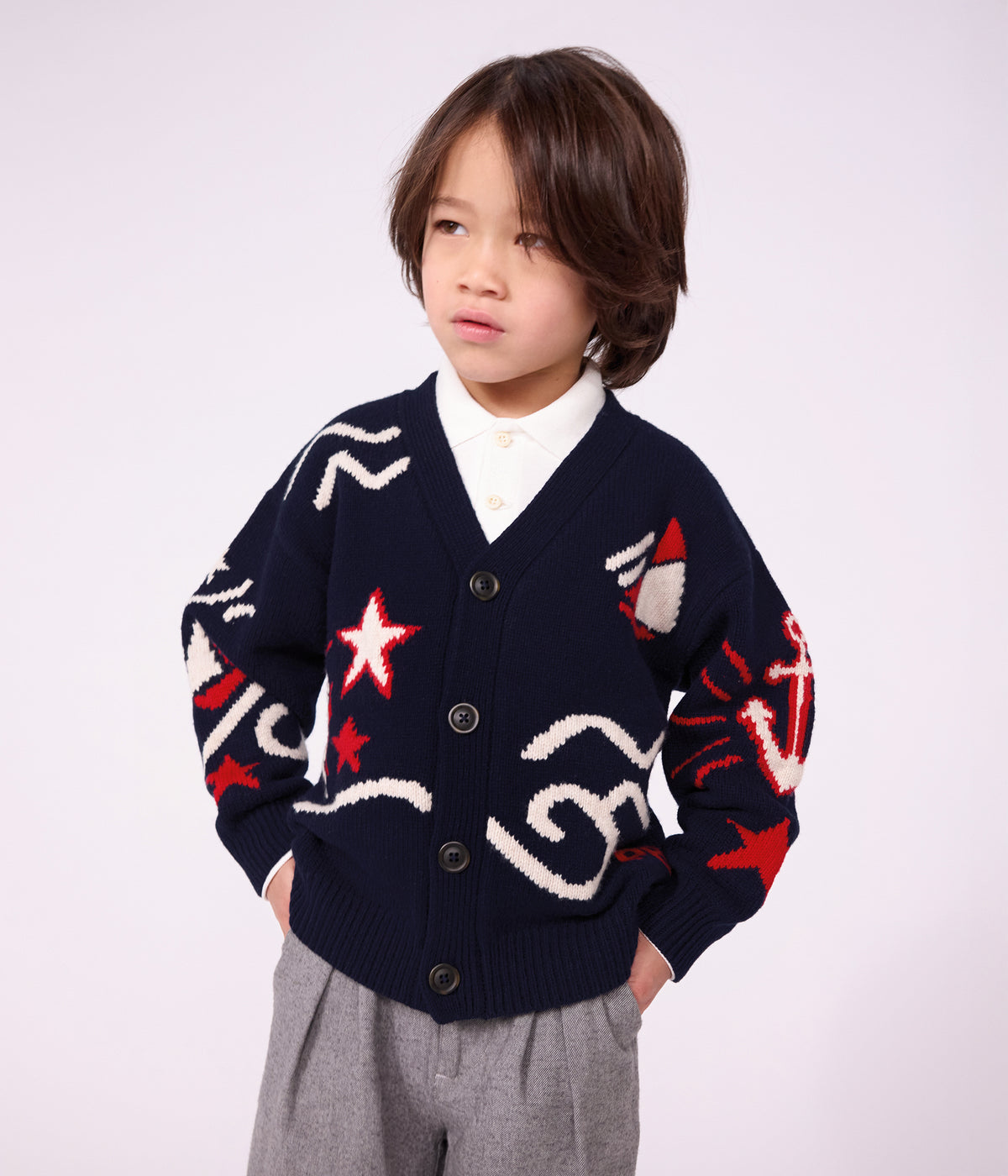 cardigan-enfant-en-laine-et-coton-à-motifs