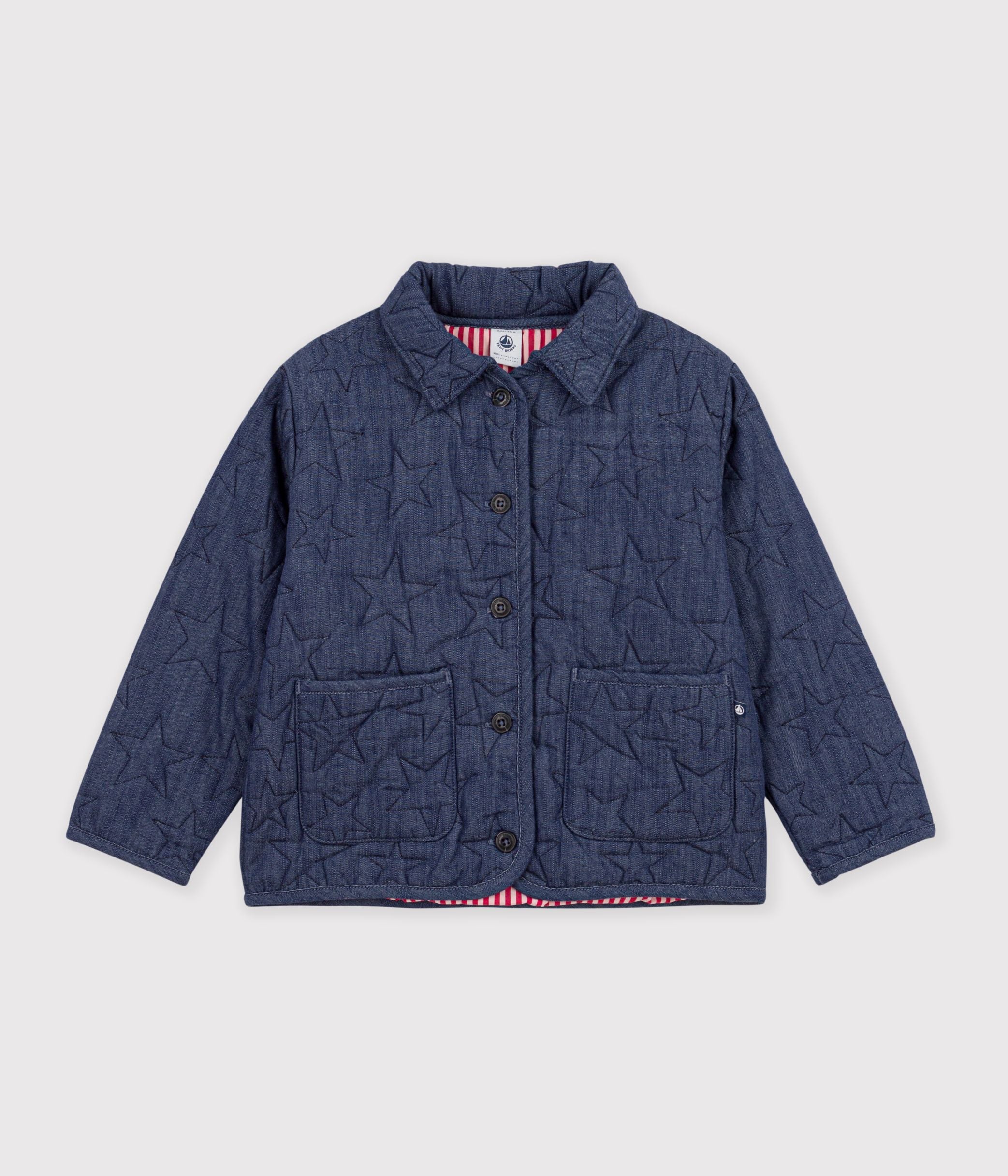 veste-enfant-en-denim-uni-motif-étoiles
