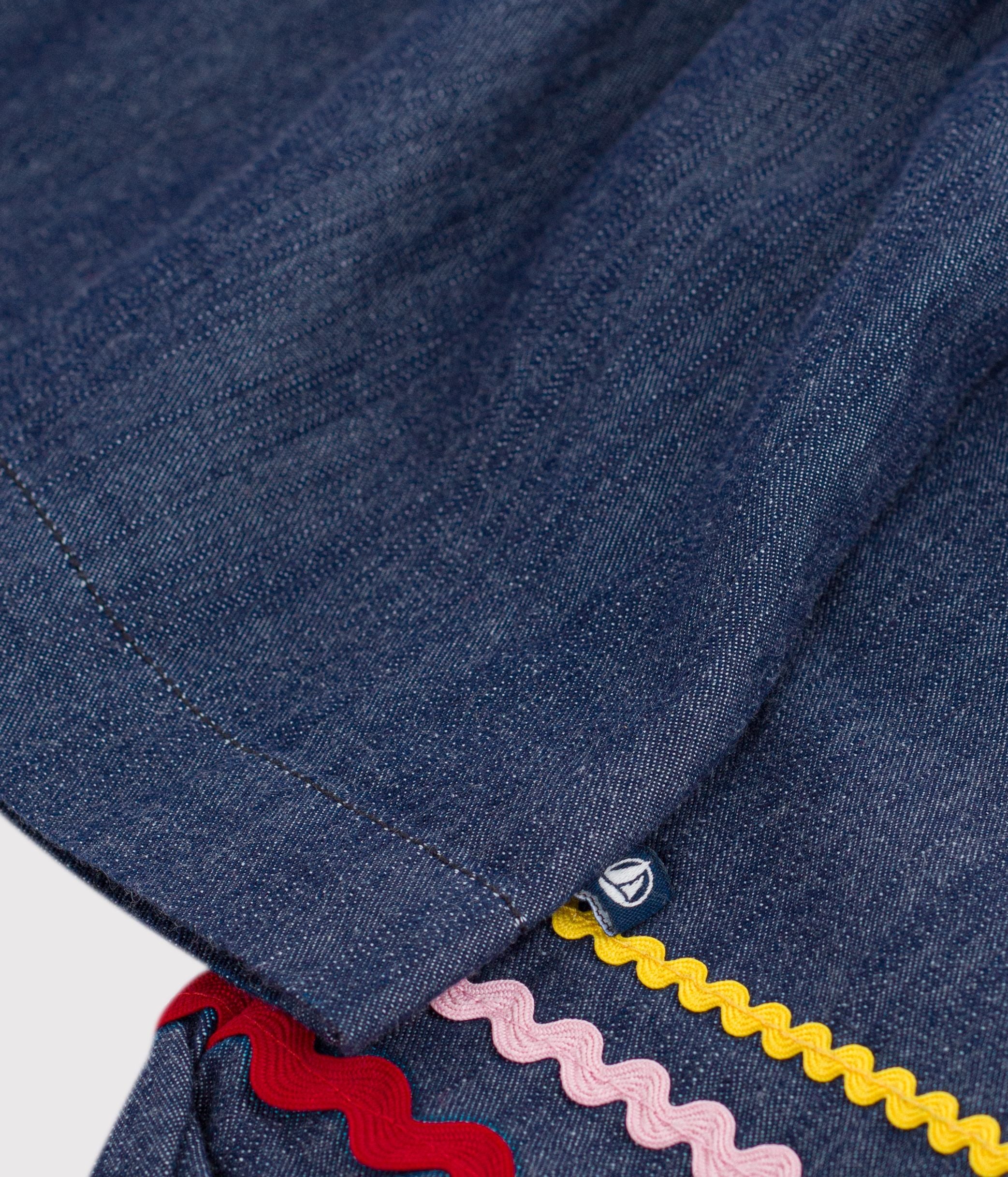 blouse-enfant-en-denim-manches-longues-unie