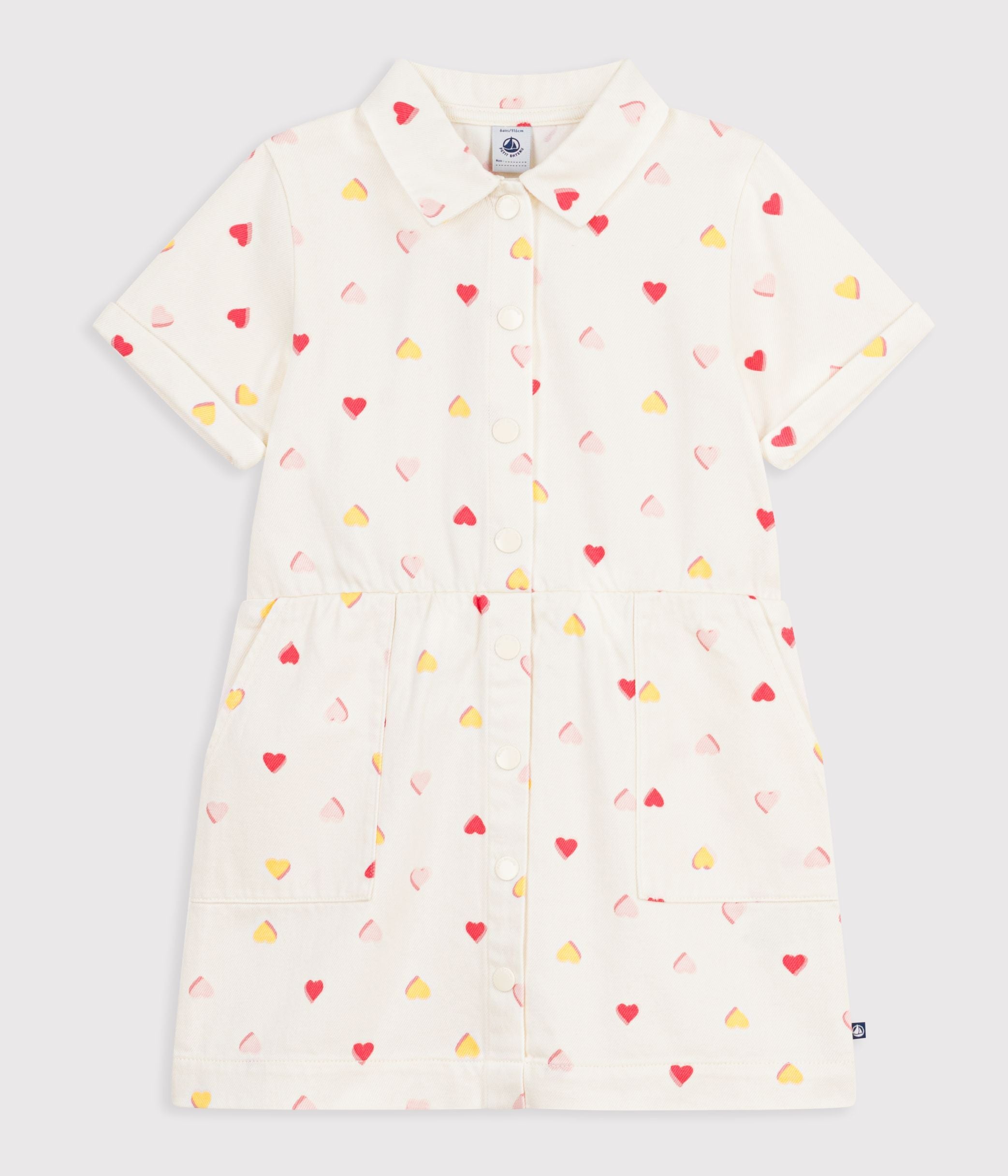 robe-enfant-en-coton-manches-courtes-imprimé-coeurs