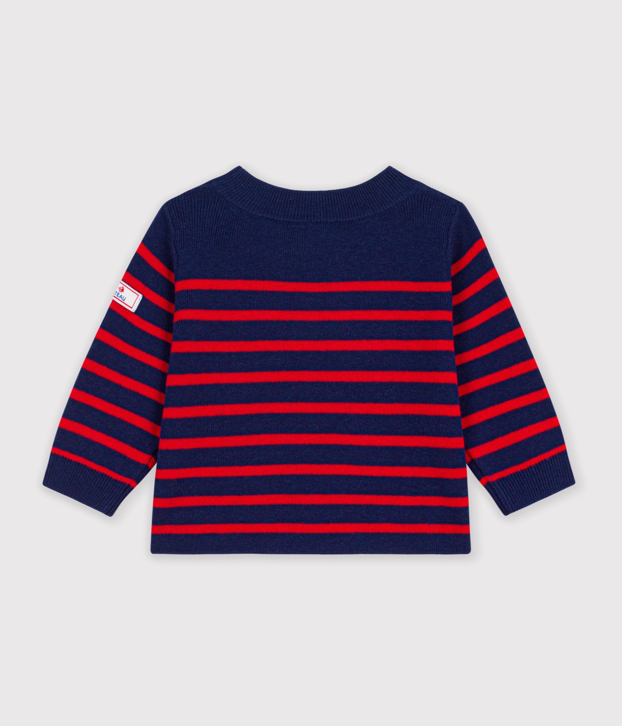 pull-marin-bébé-en-laine-et-coton-à-rayures