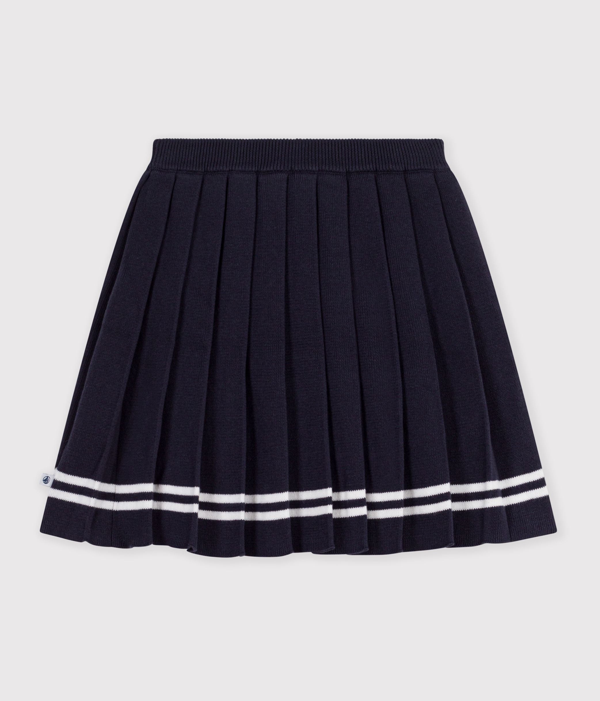 jupe-plissée-courte-enfant-en-maille-de-coton-unie
