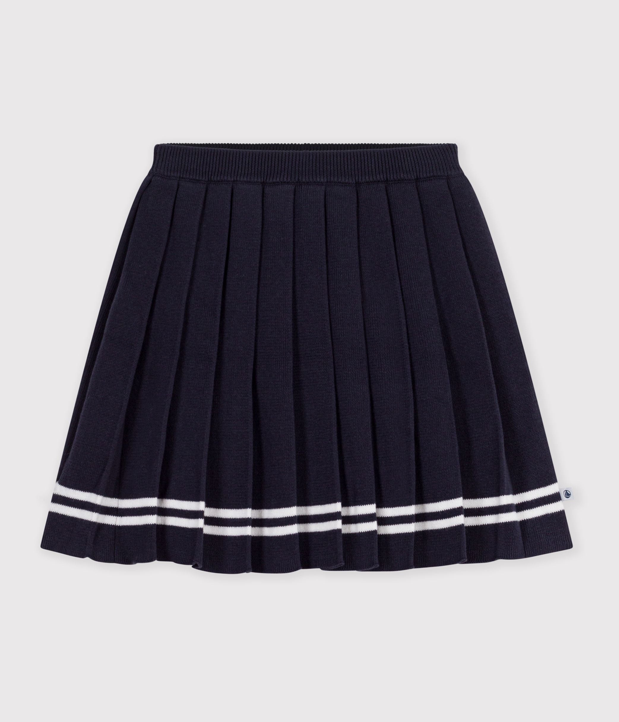jupe-plissée-courte-enfant-en-maille-de-coton-unie