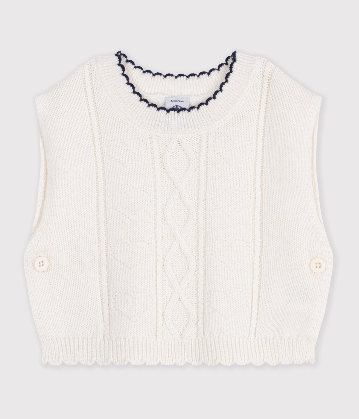 pull-bébé-en-tricot-laine-et-coton-sans-manches