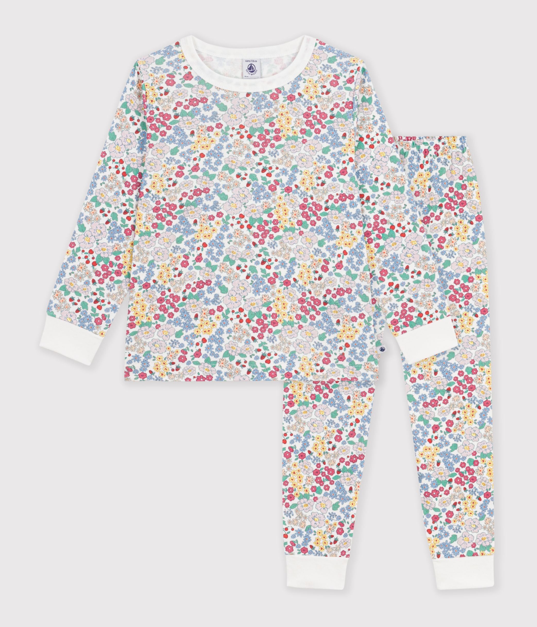 pyjama-enfant-en-coton-à-fleurs