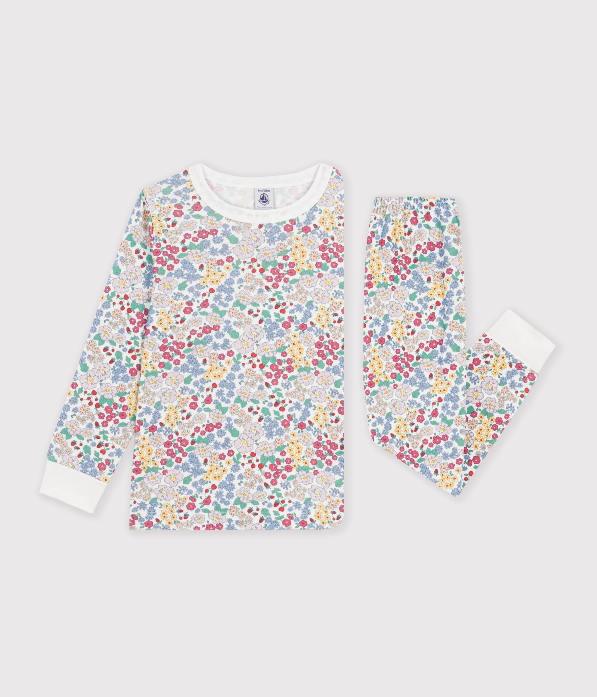 pyjama-enfant-en-coton-à-fleurs