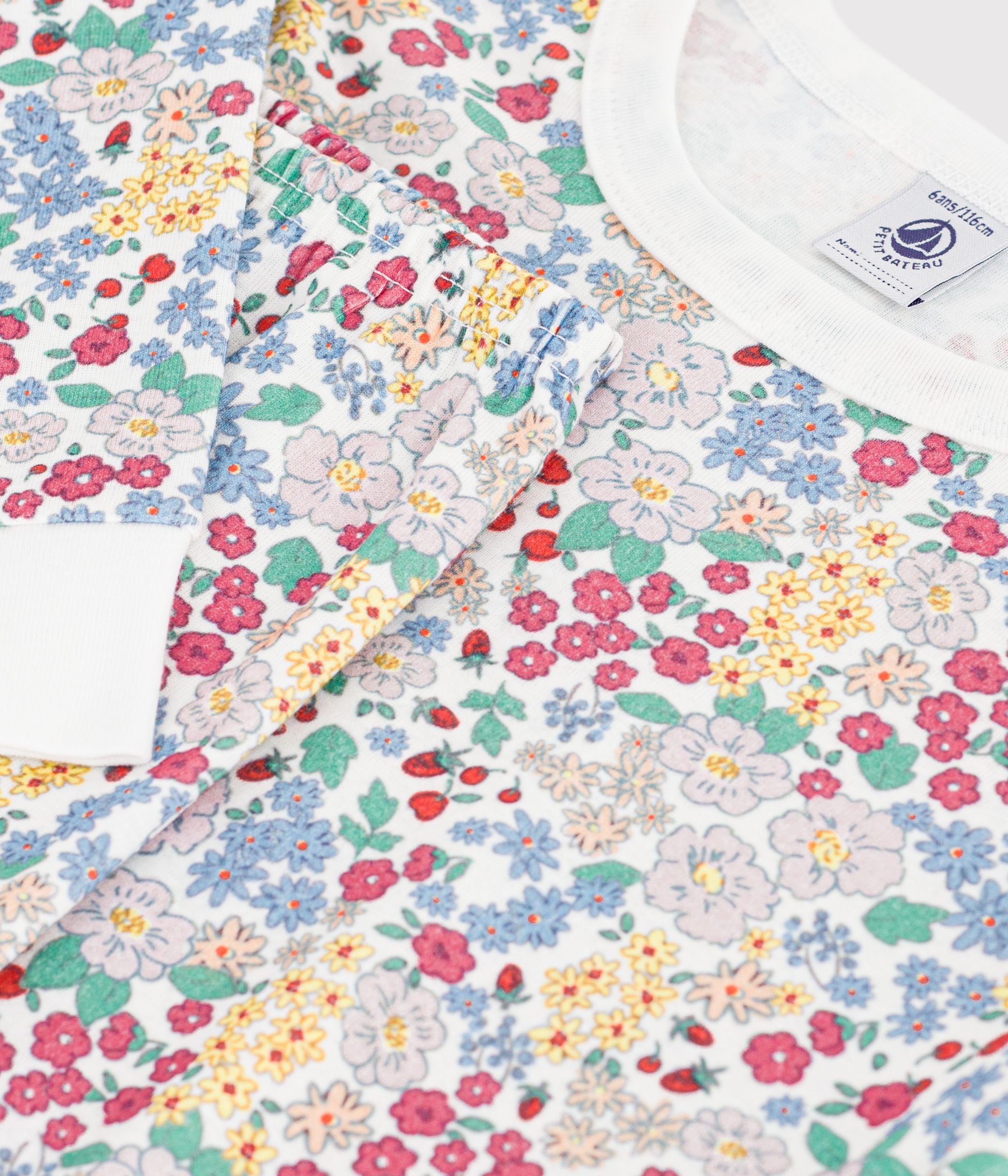 pyjama-enfant-en-coton-à-fleurs
