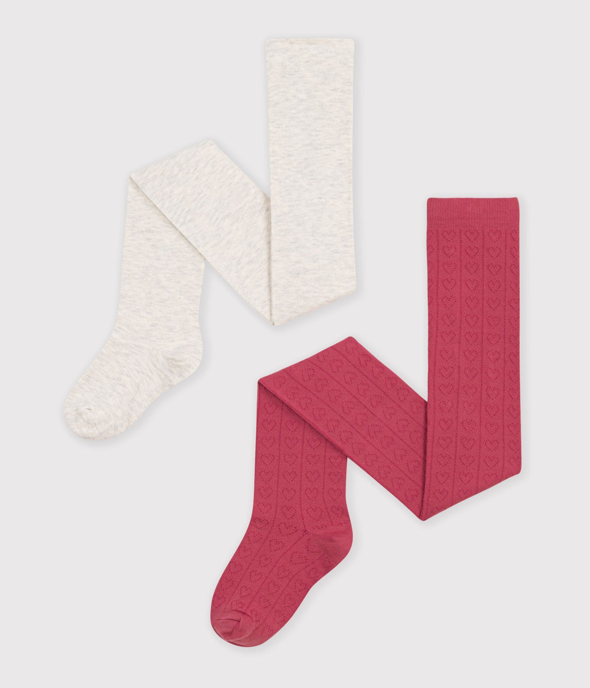 lot-de-2-collants-enfant-en-coton-ajourés-coeurs
