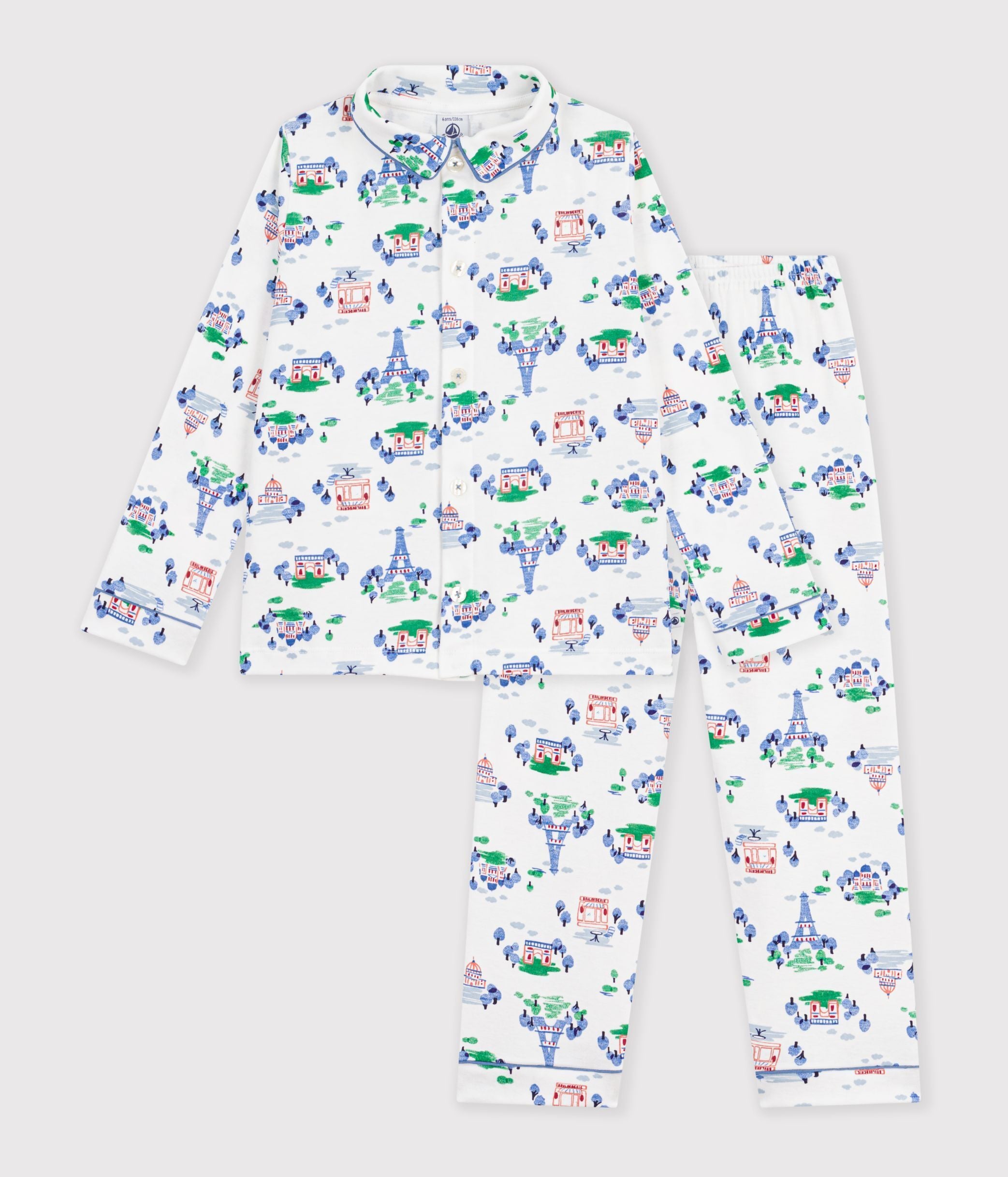 pyjama-boutonné-enfant-en-coton-imprimé-paris