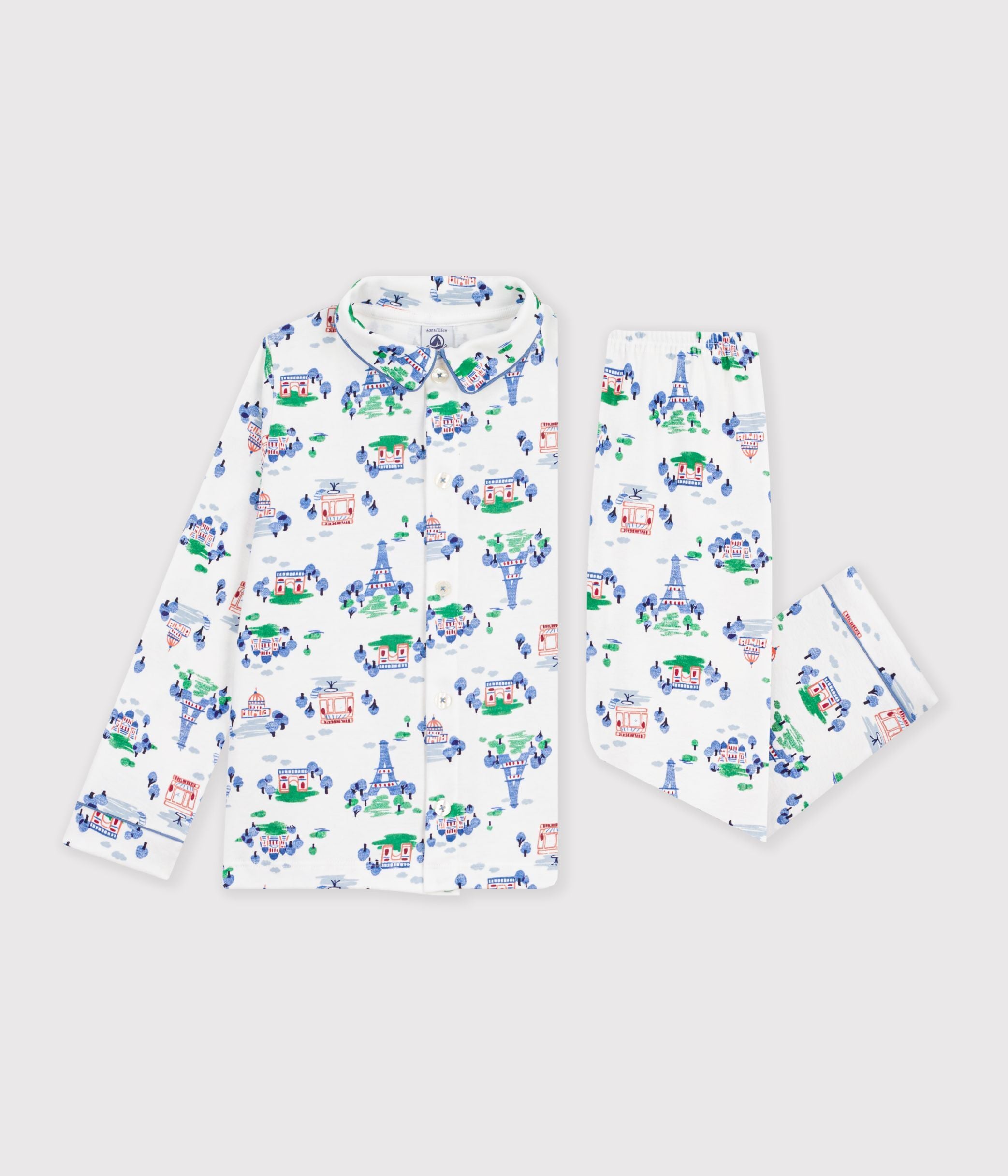 pyjama-boutonné-enfant-en-coton-imprimé-paris