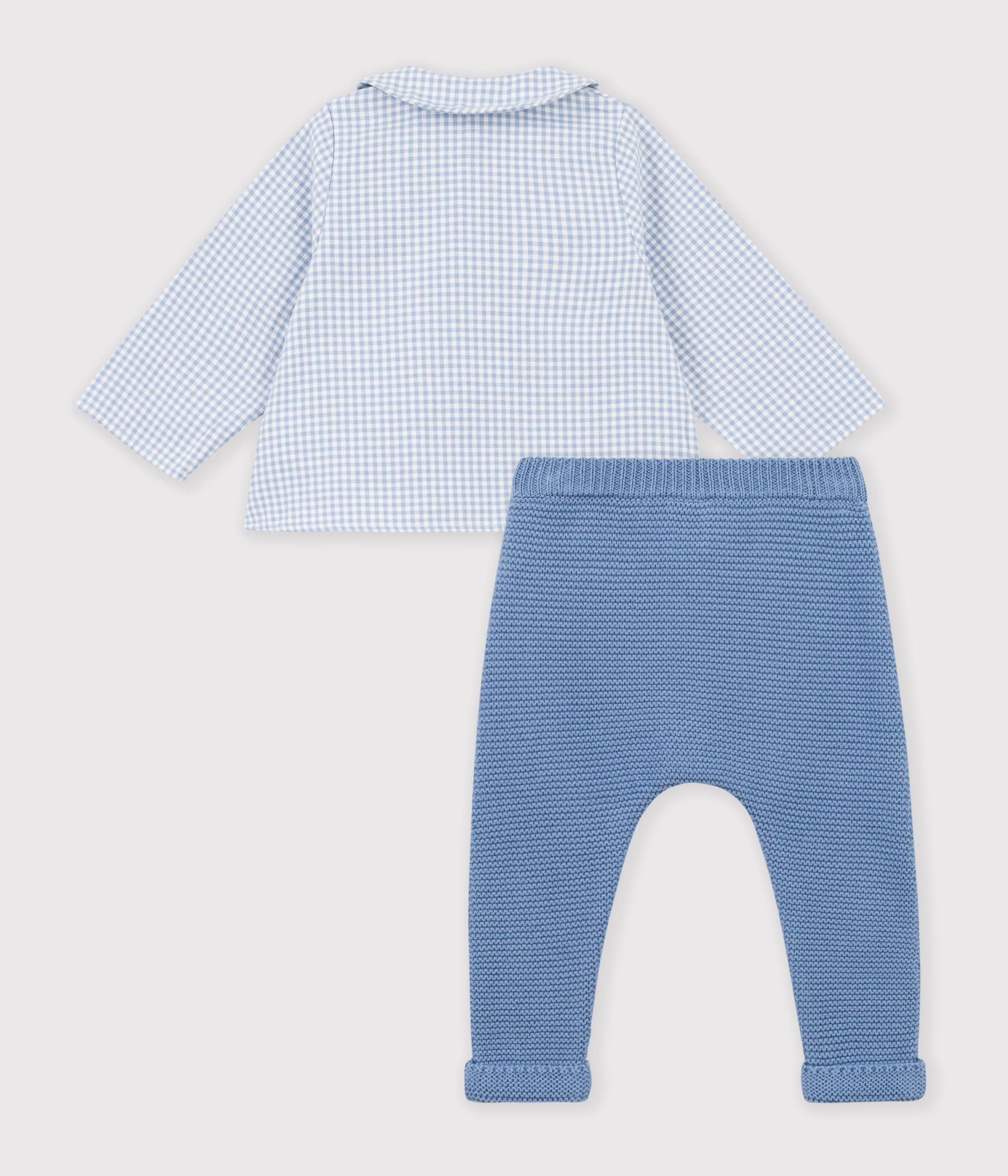 ensemble-bébé-en-coton-brodé-poitrine-imprimé-vichy
