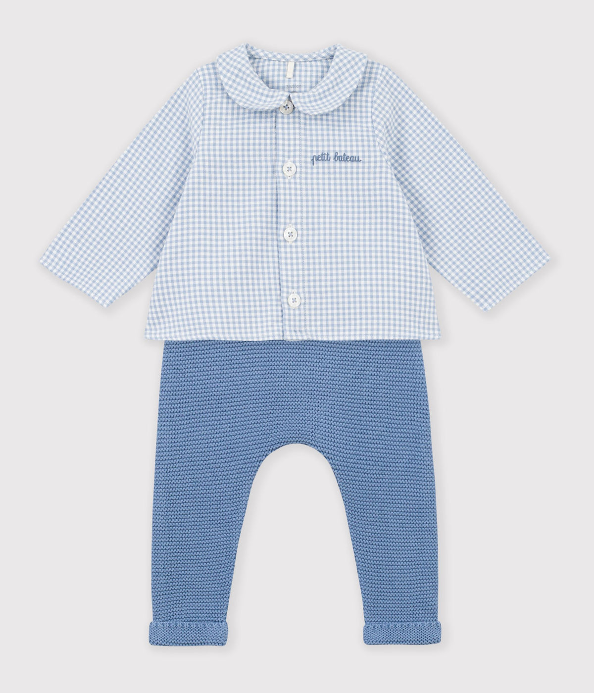 ensemble-bébé-en-coton-brodé-poitrine-imprimé-vichy
