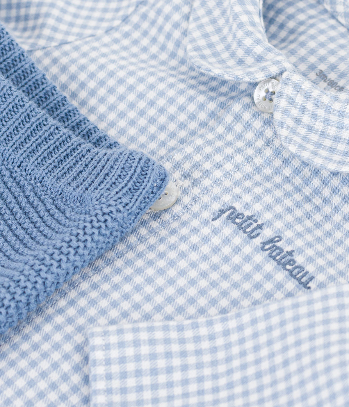ensemble-bébé-en-coton-brodé-poitrine-imprimé-vichy