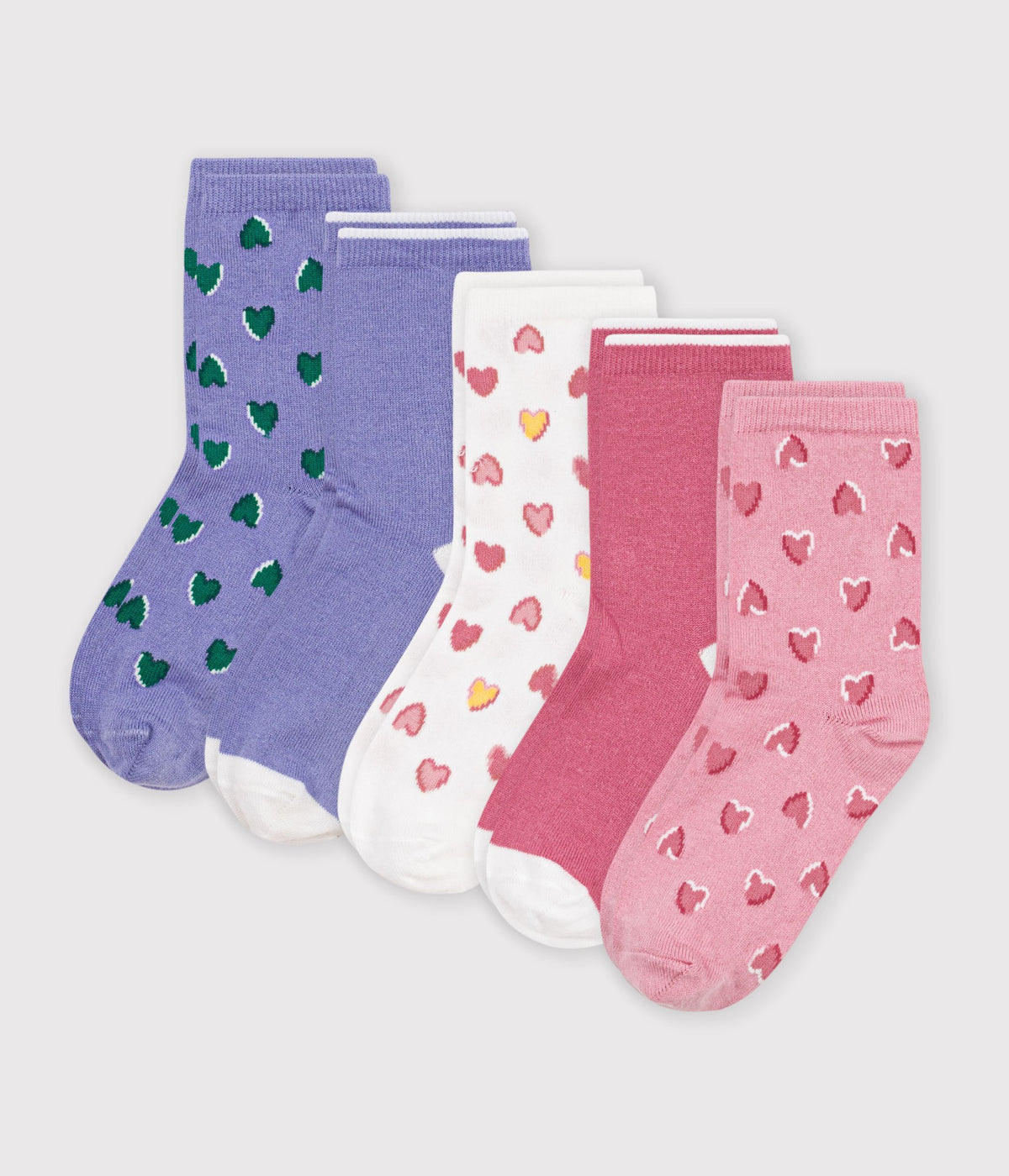 5-paires-de-chaussettes-enfant-en-coton-imprimées-coeurs