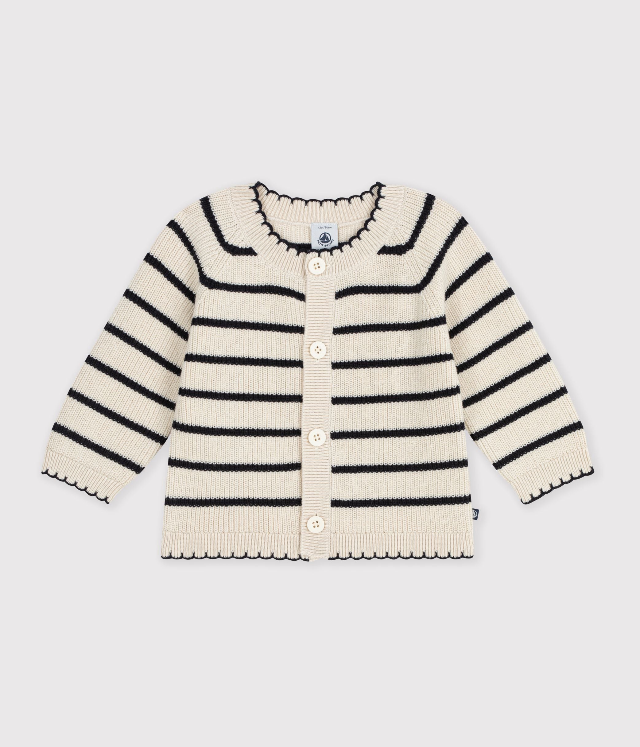 cardigan-bébé-en-coton-à-rayures