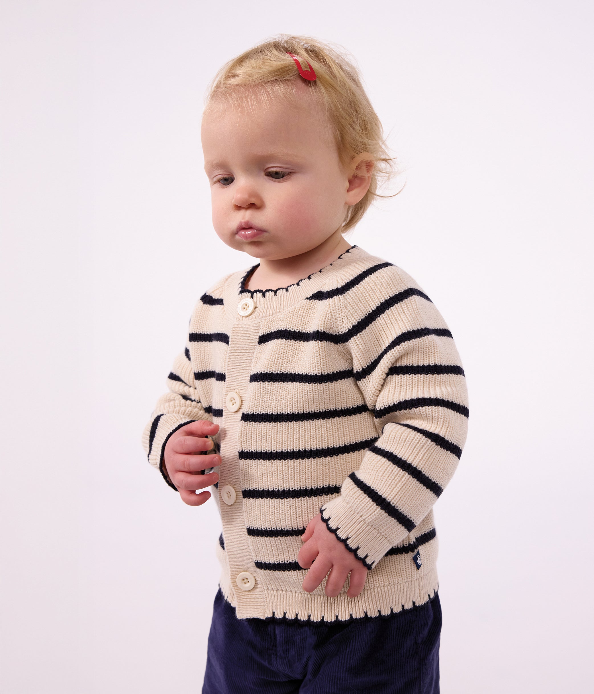 cardigan-bébé-en-coton-à-rayures