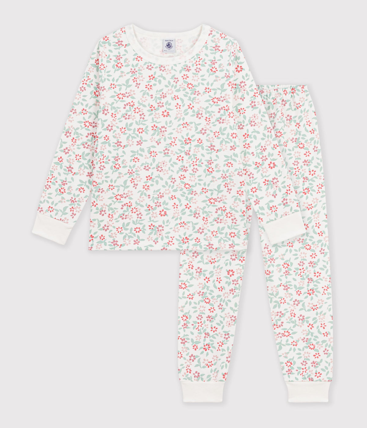 pyjama-enfant-en-molleton-à-fleurs