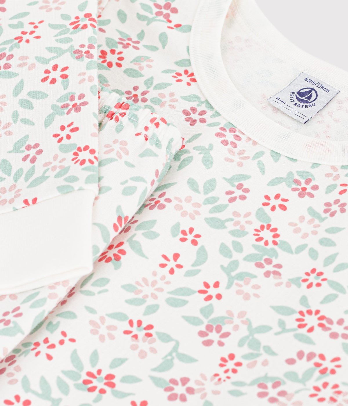 pyjama-enfant-en-molleton-à-fleurs