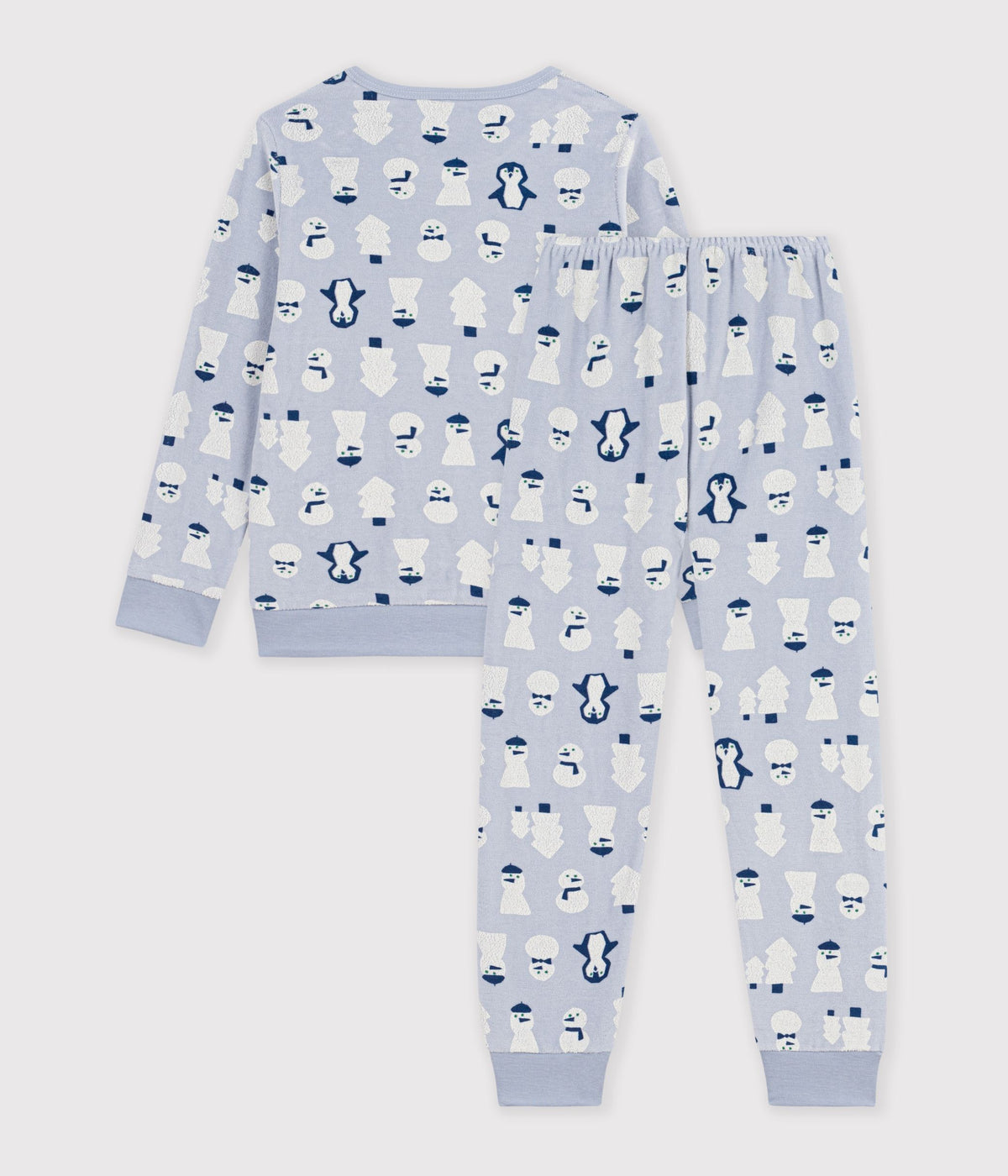 pyjama-enfant-en-velours-imprimé-bonhommes-de-neige