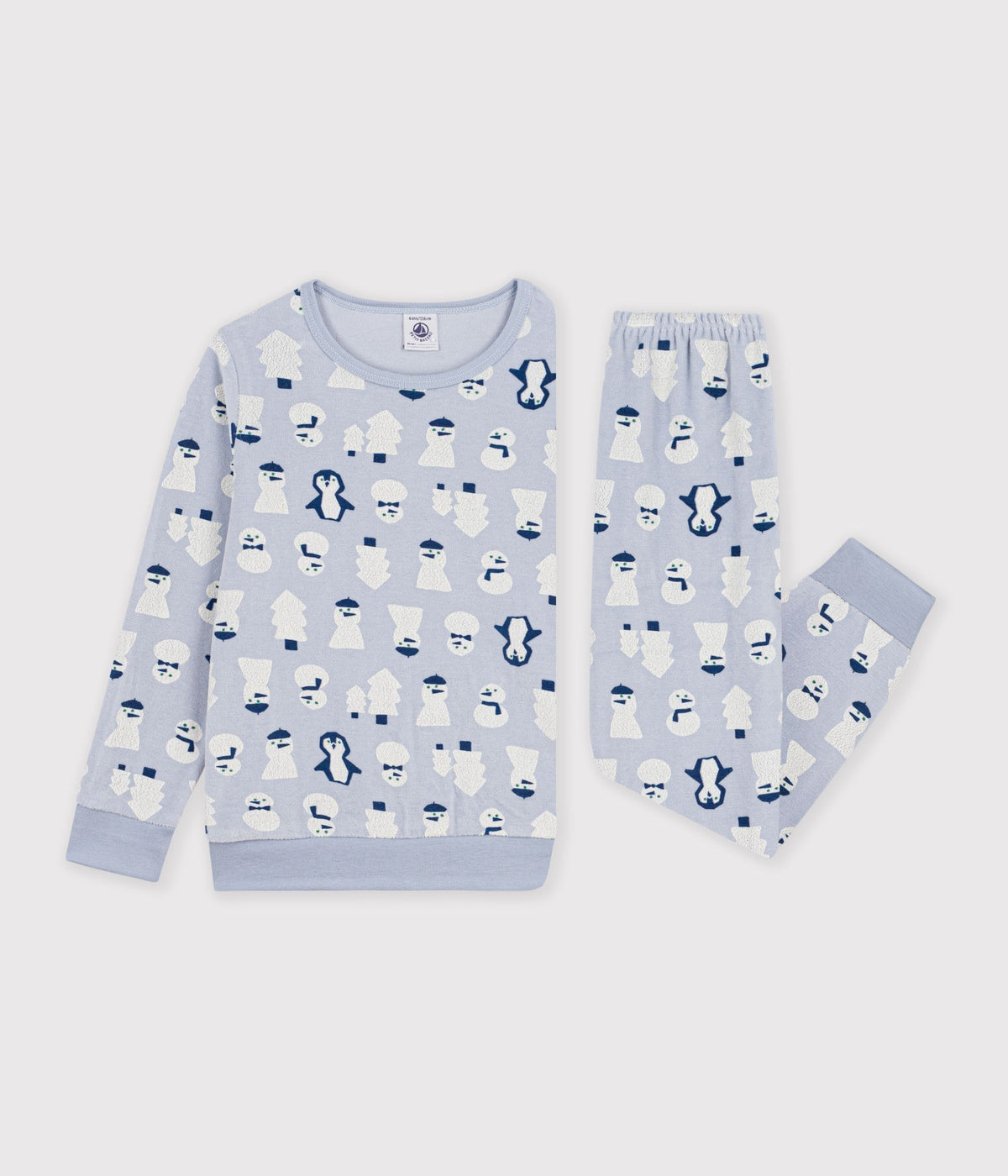 pyjama-enfant-en-velours-imprimé-bonhommes-de-neige