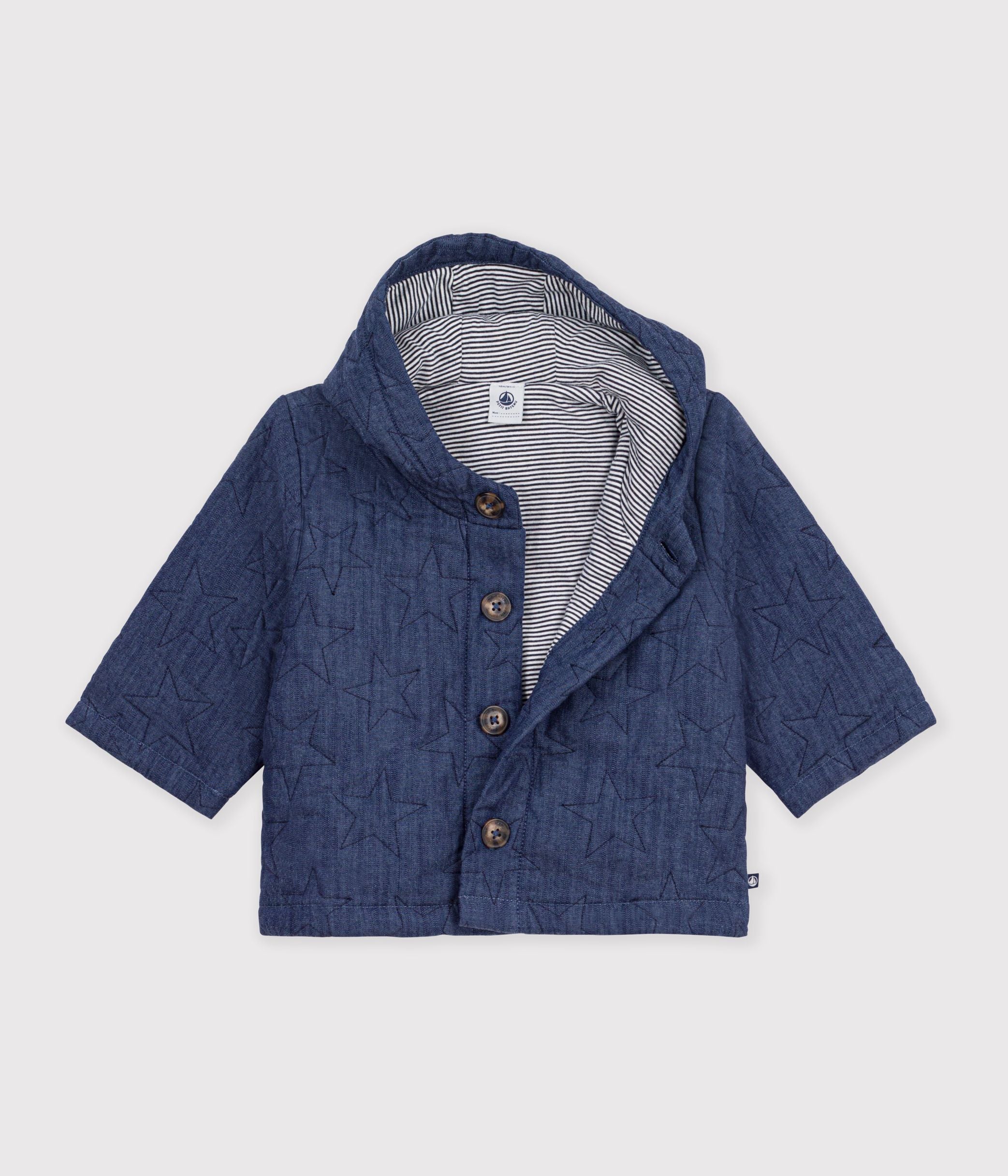 veste-bébé-en-denim-matelassé-brodé-étoiles