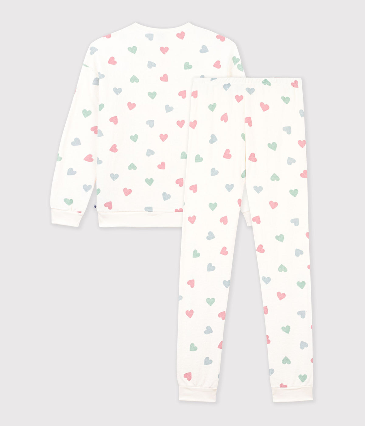 pyjama-femme-en-coton-éponge-imprimé-coeurs