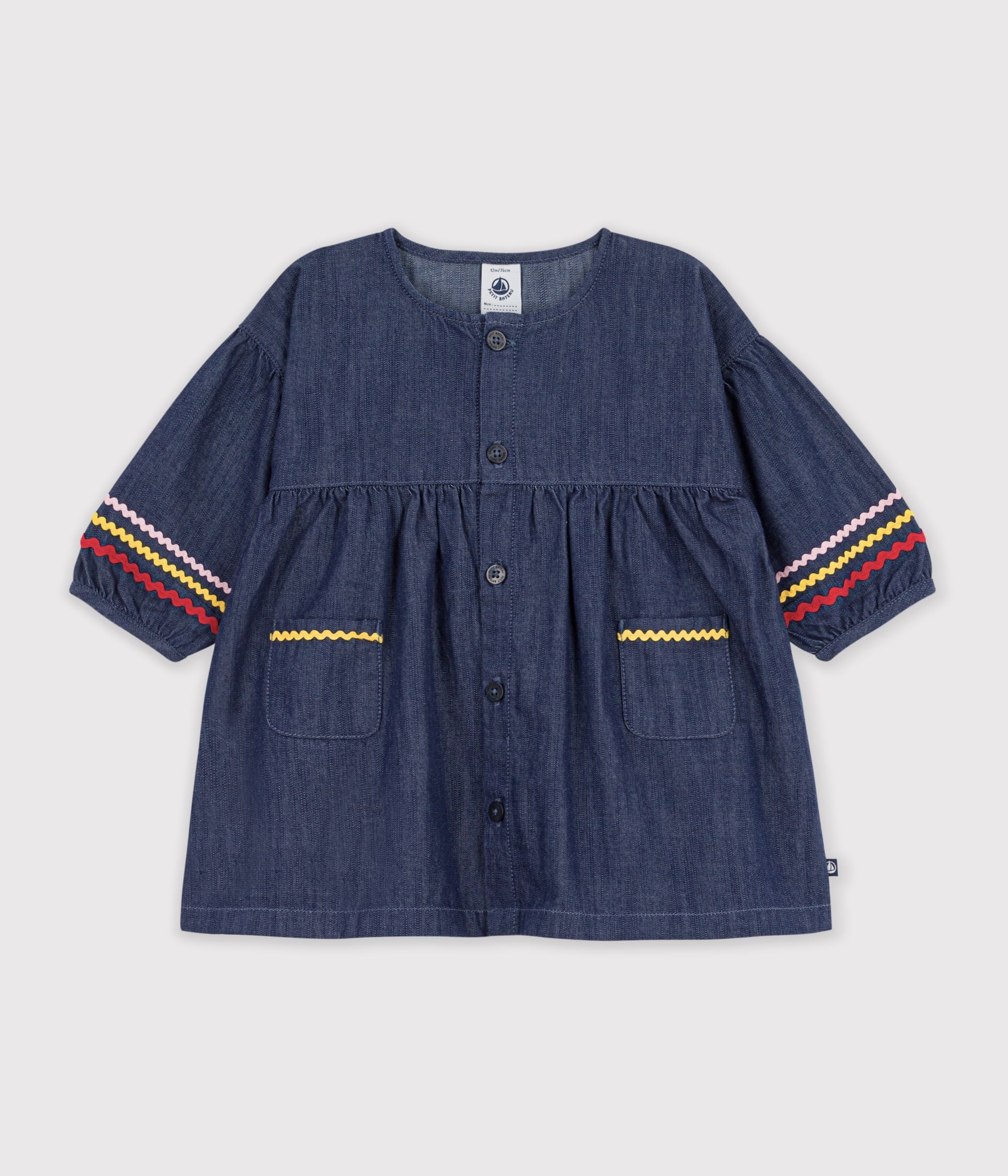 robe-bébé-en-denim-manches-longues