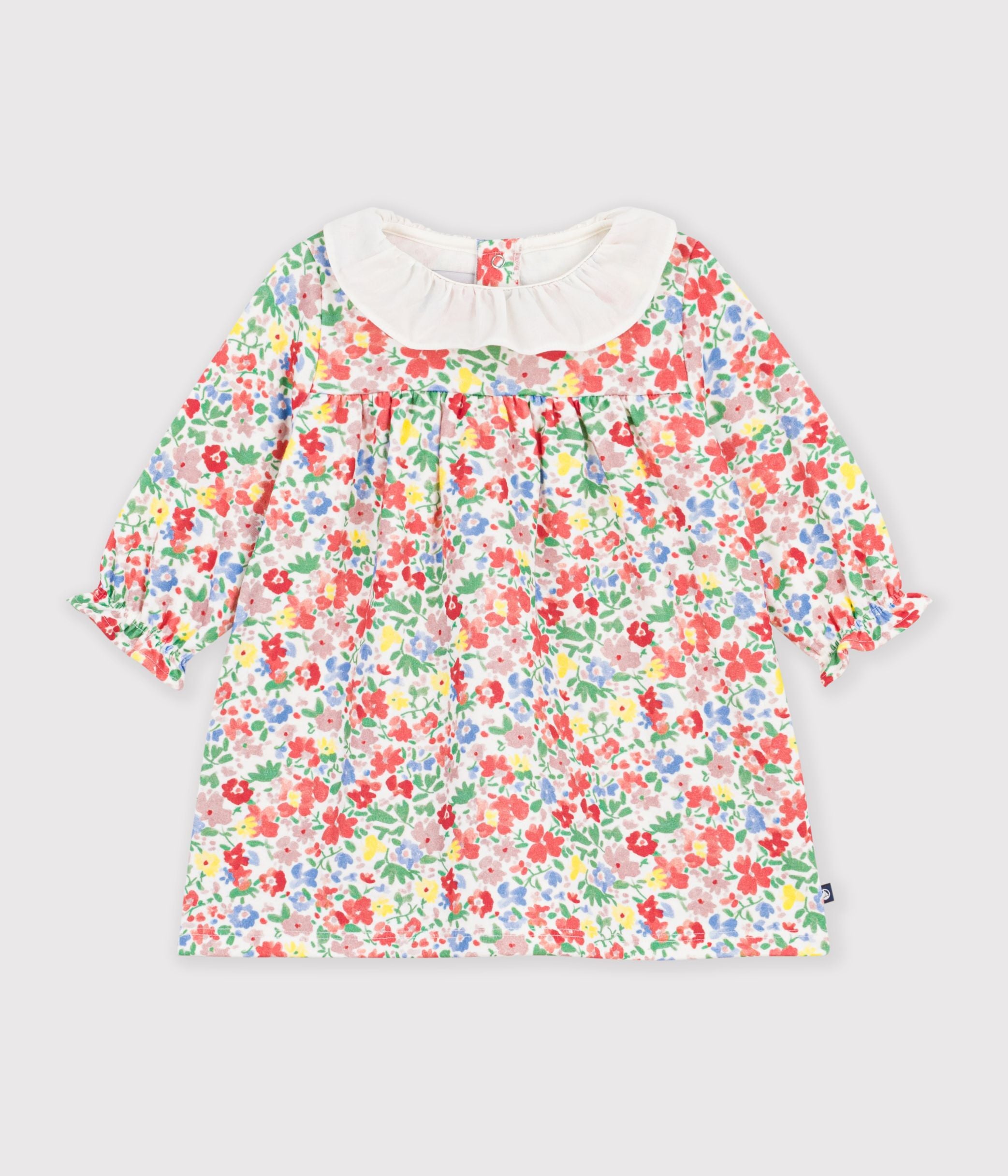 robe-bébé-en-coton-manches-longues-imprimée-à-fleurs
