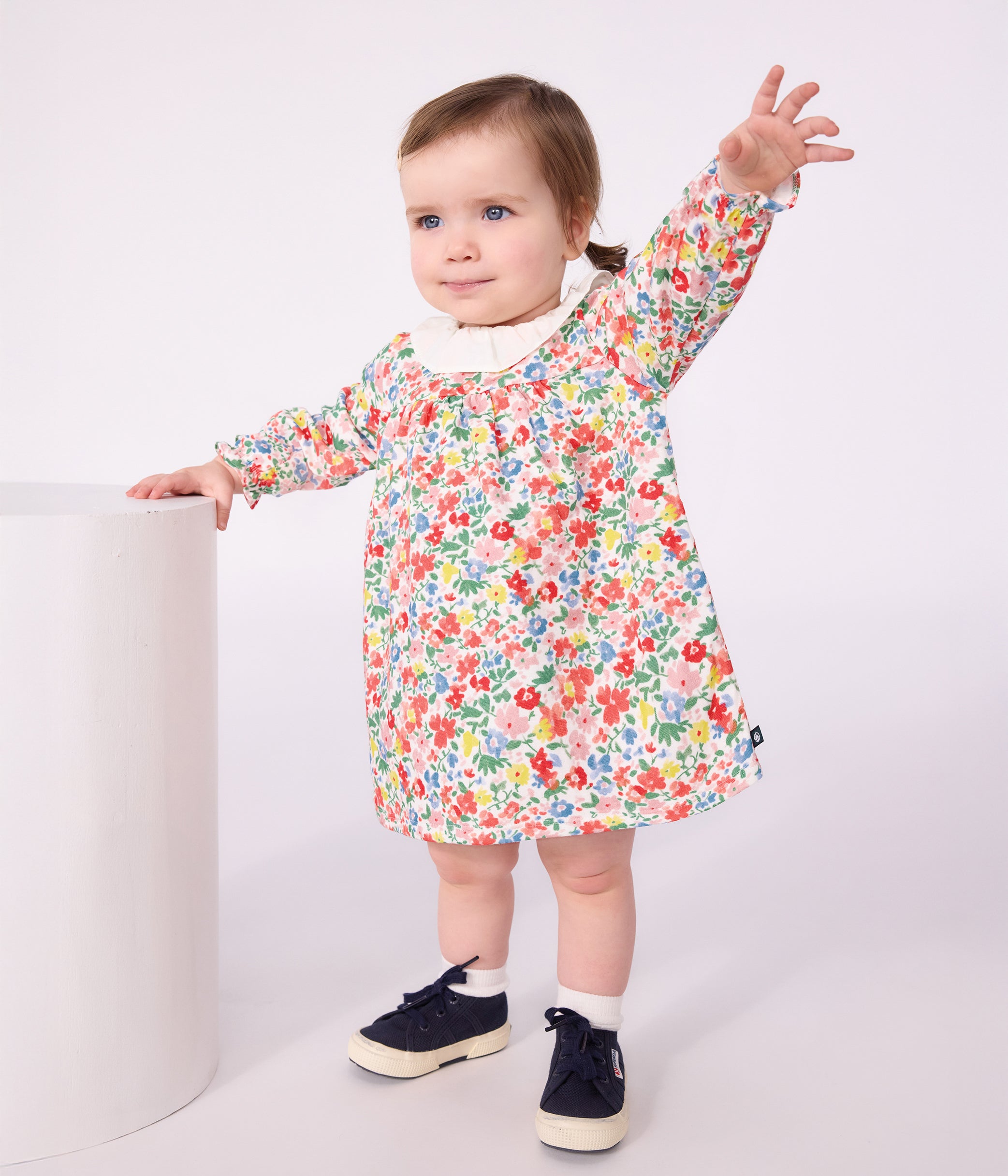 robe-bébé-en-coton-manches-longues-imprimée-à-fleurs