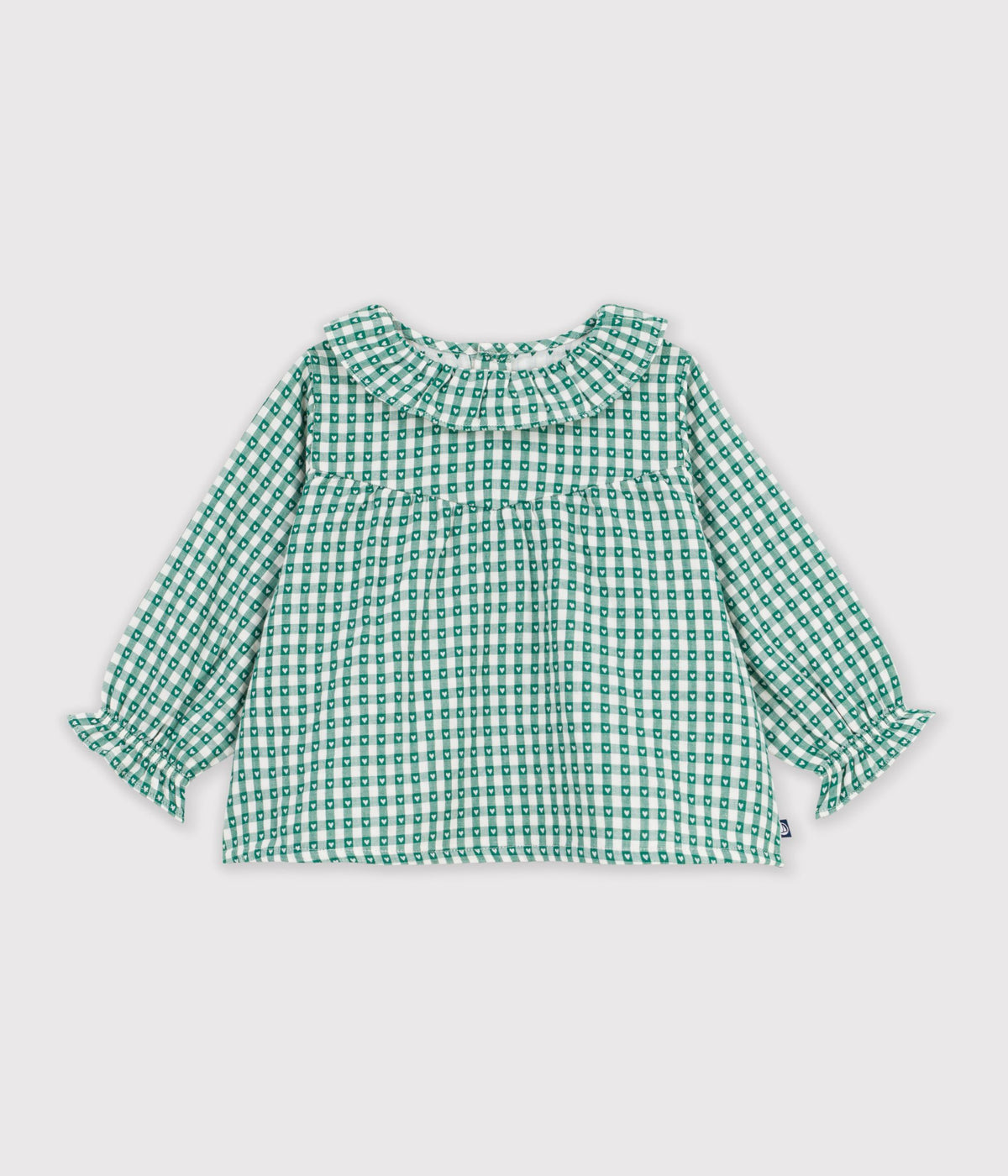blouse-bébé-en-coton-manches-longues-imprimée-vichy-coeurs