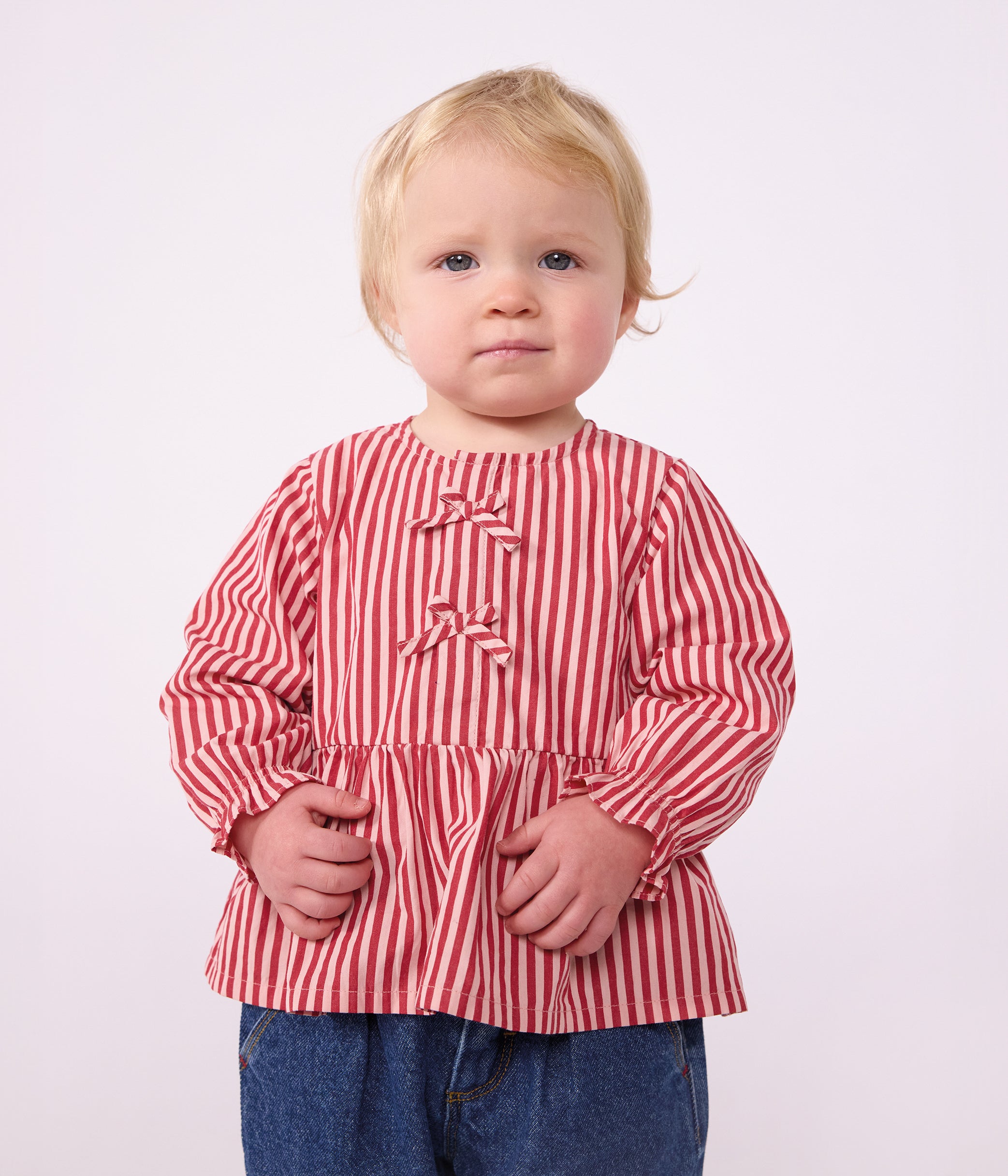 blouse-bébé-en-coton-manches-longues-à-rayures
