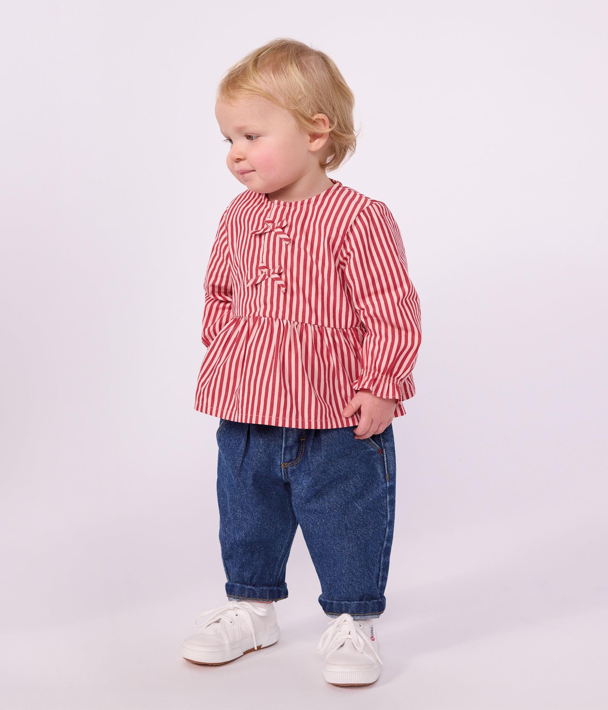 blouse-bébé-en-coton-manches-longues-à-rayures
