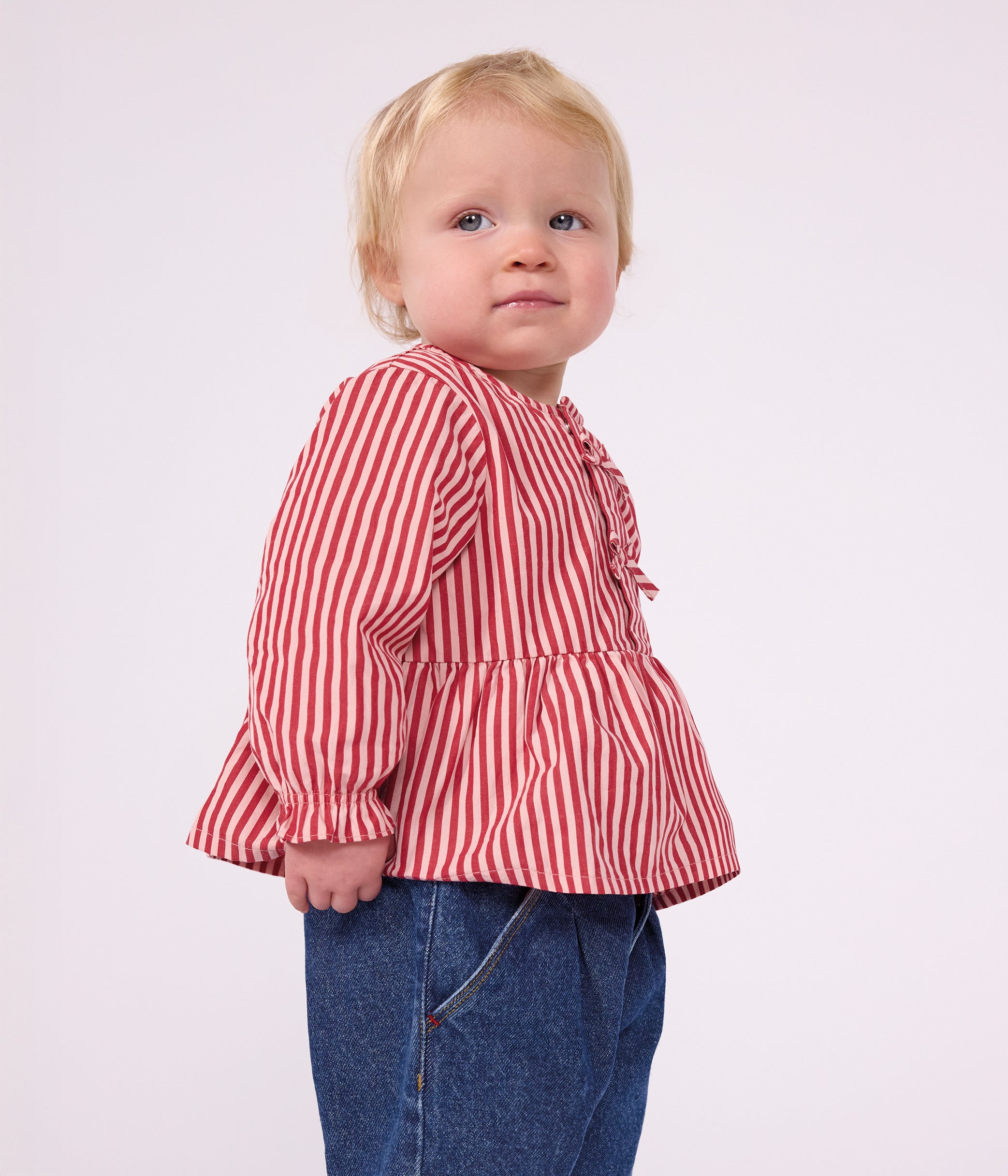 blouse-bébé-en-coton-manches-longues-à-rayures