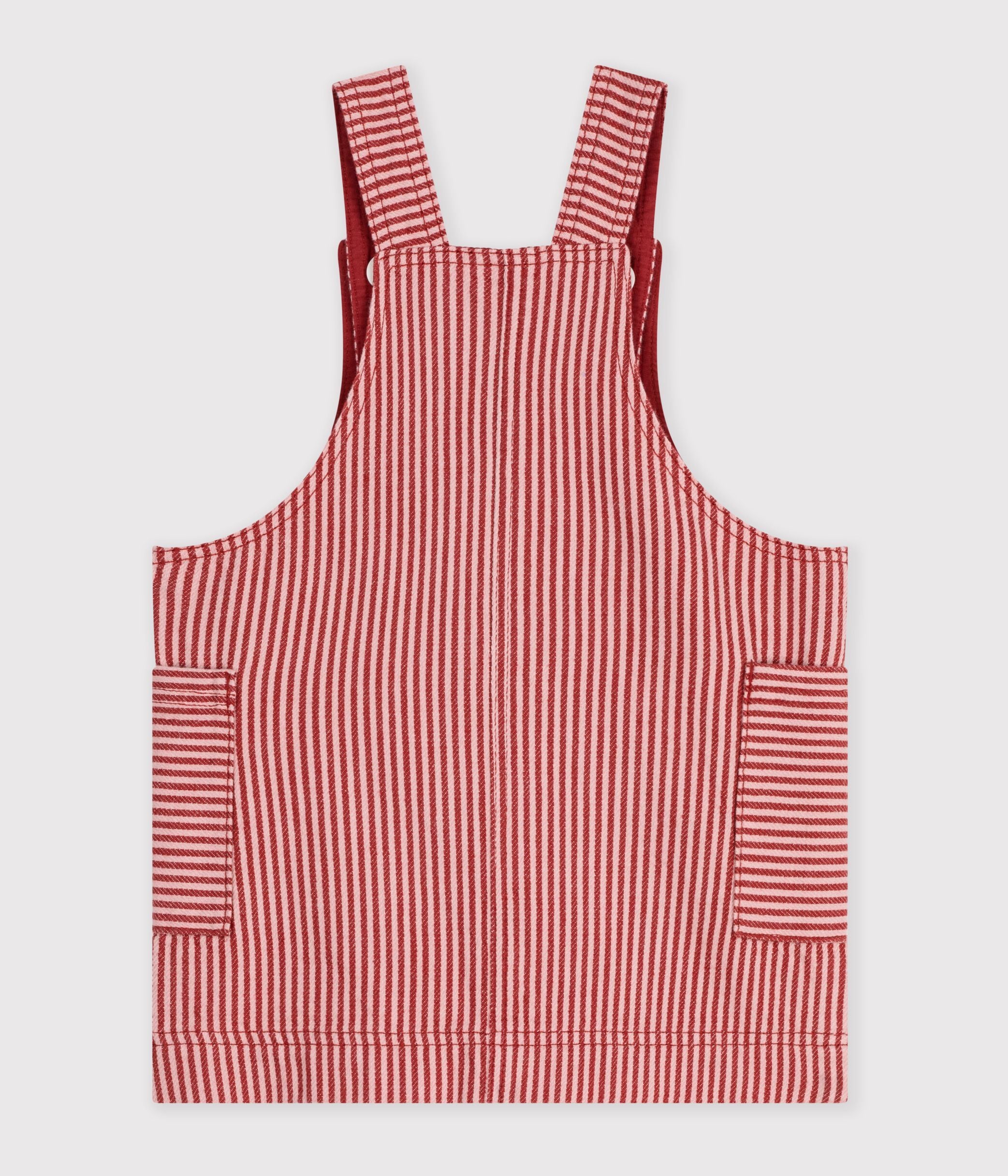 robe-bébé-sans-manches-en-coton-à-rayures-et-badge-coeur