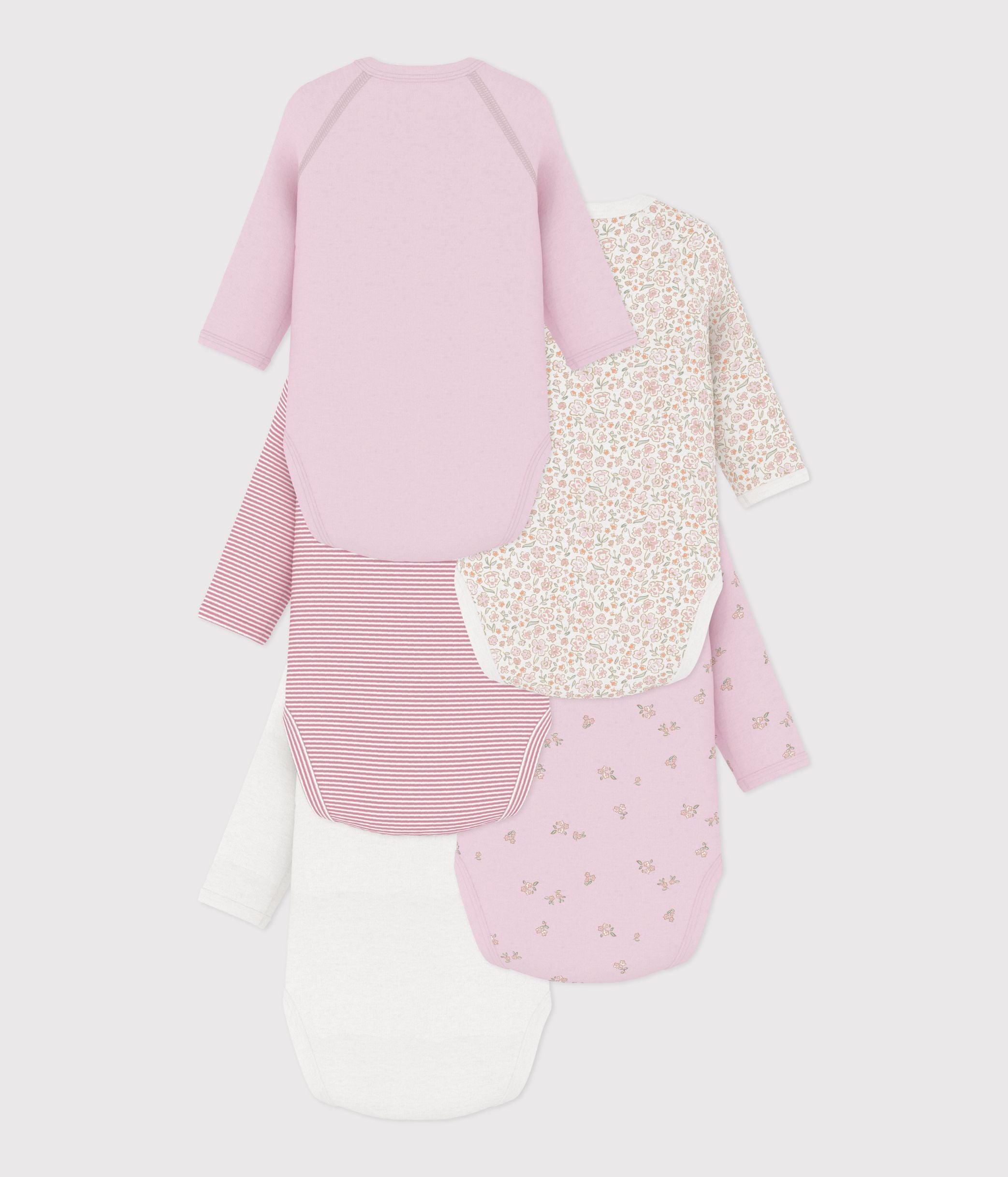 lot-de-bodies-croisés-manches-longues-en-coton-imprimé-bébé