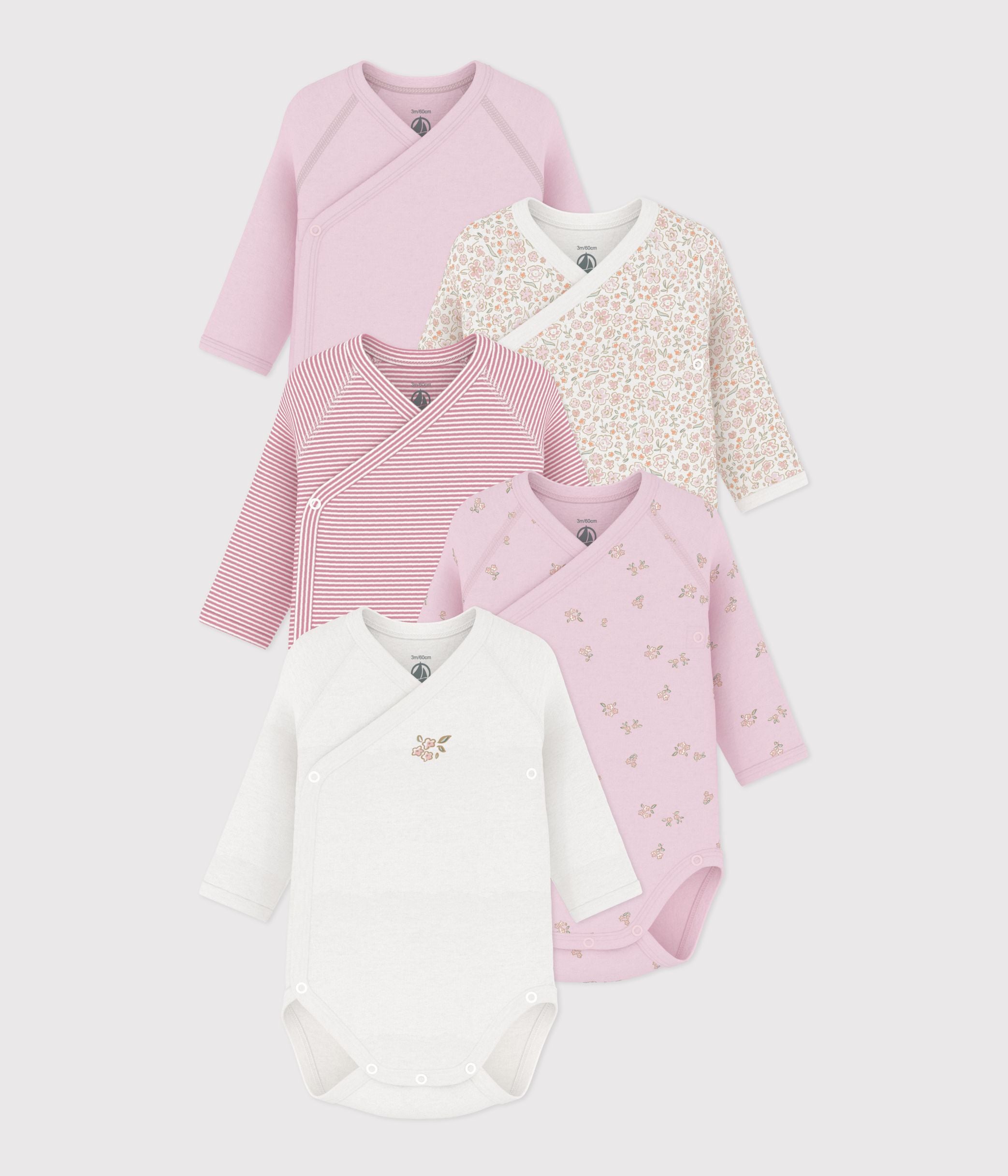 lot-de-bodies-croisés-manches-longues-en-coton-imprimé-bébé