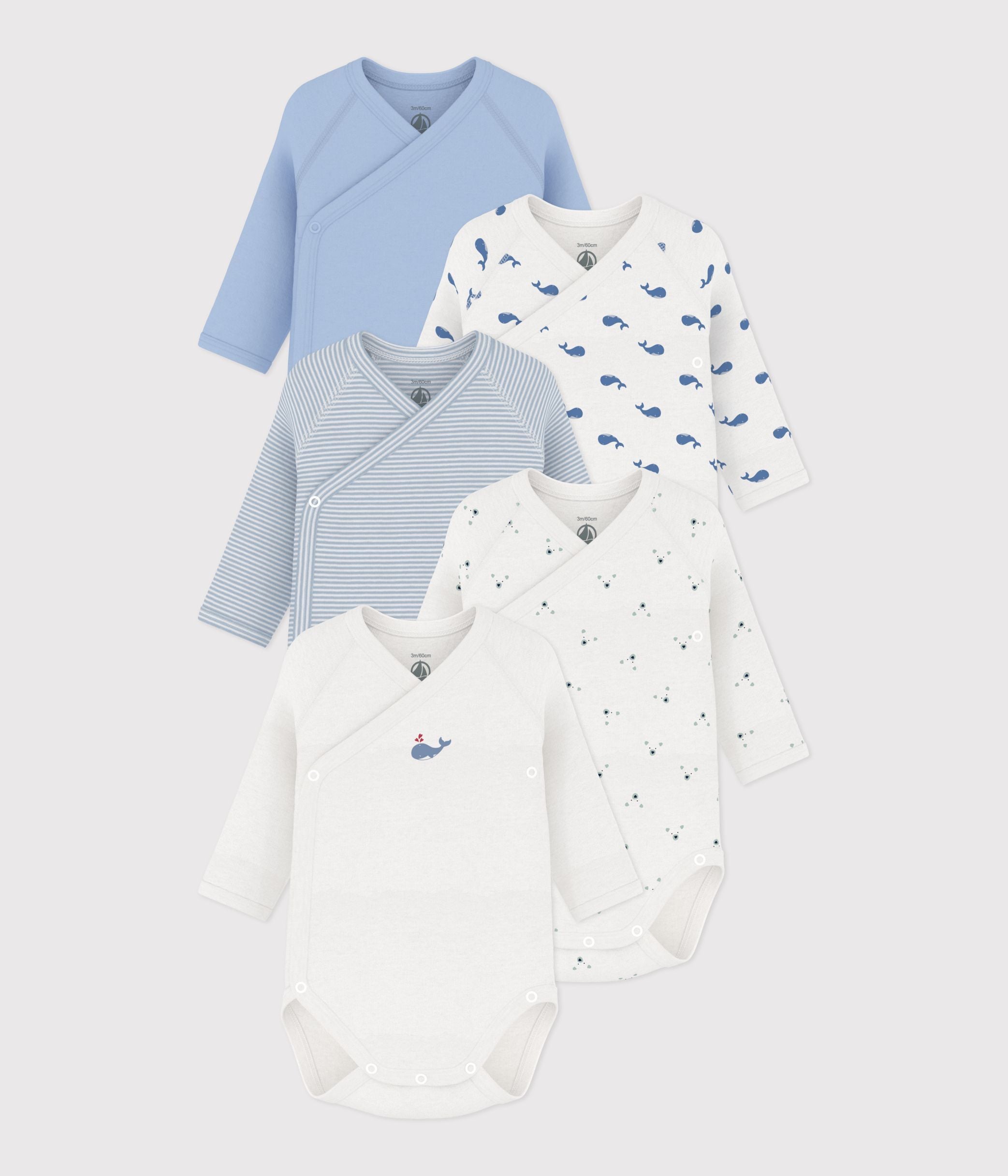 lot-de-bodies-croisés-manches-longues-en-coton-imprimé-bébé