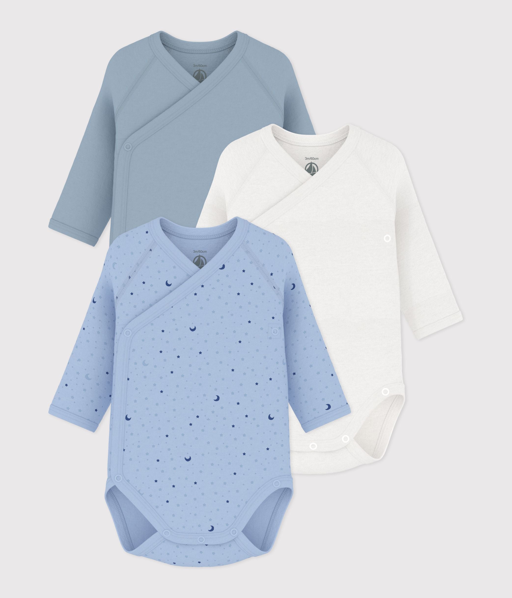 lot-de-bodies-croisés-manches-longues-en-coton-imprimé-bébé