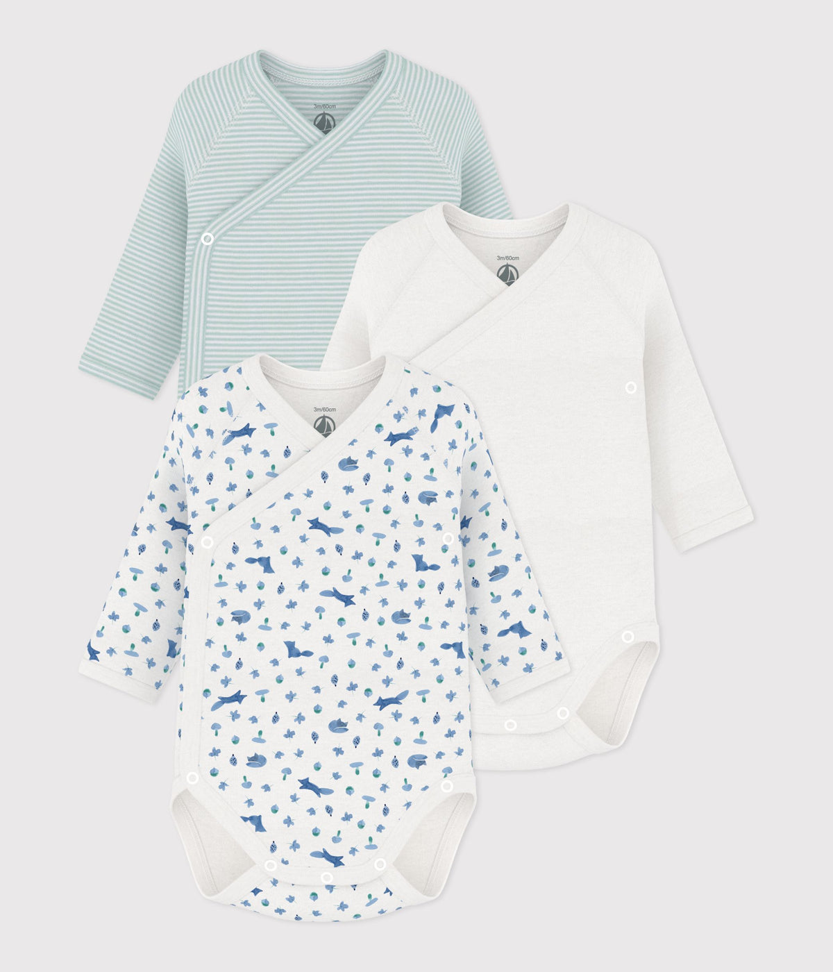 lot-de-bodies-croisés-manches-longues-en-coton-imprimé-bébé