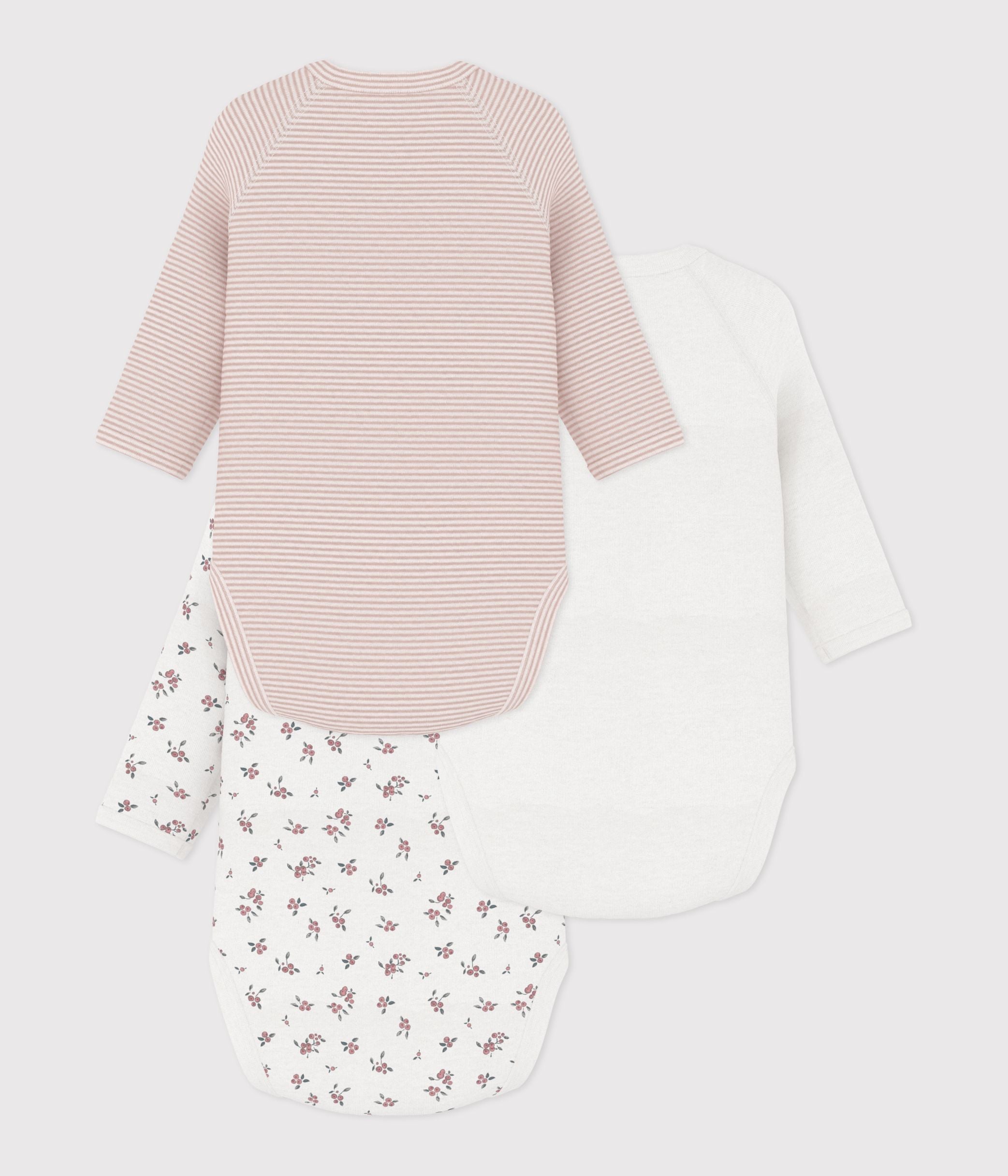lot-de-bodies-croisés-manches-longues-en-coton-imprimé-bébé