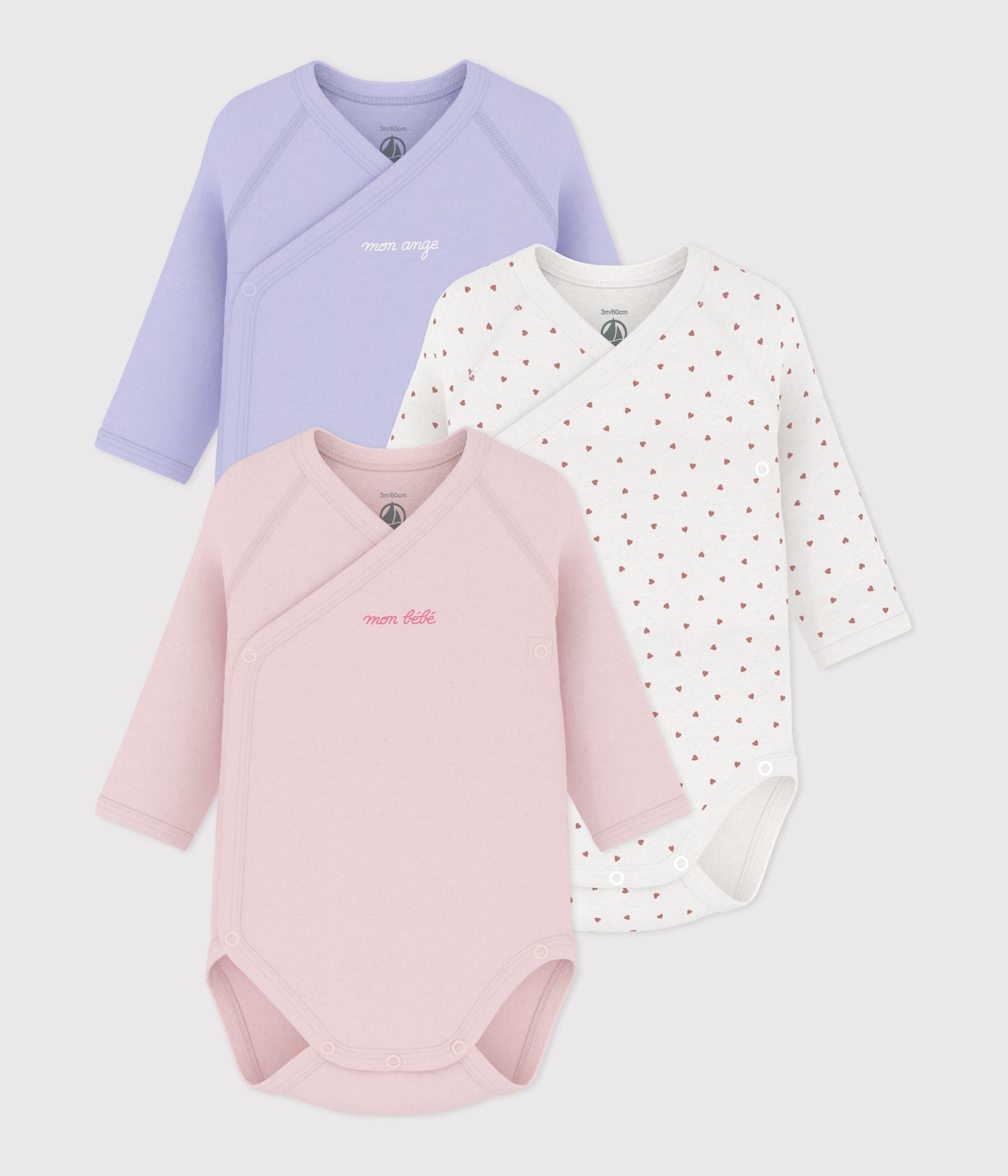 lot-de-bodies-croisés-manches-longues-en-coton-imprimé-bébé